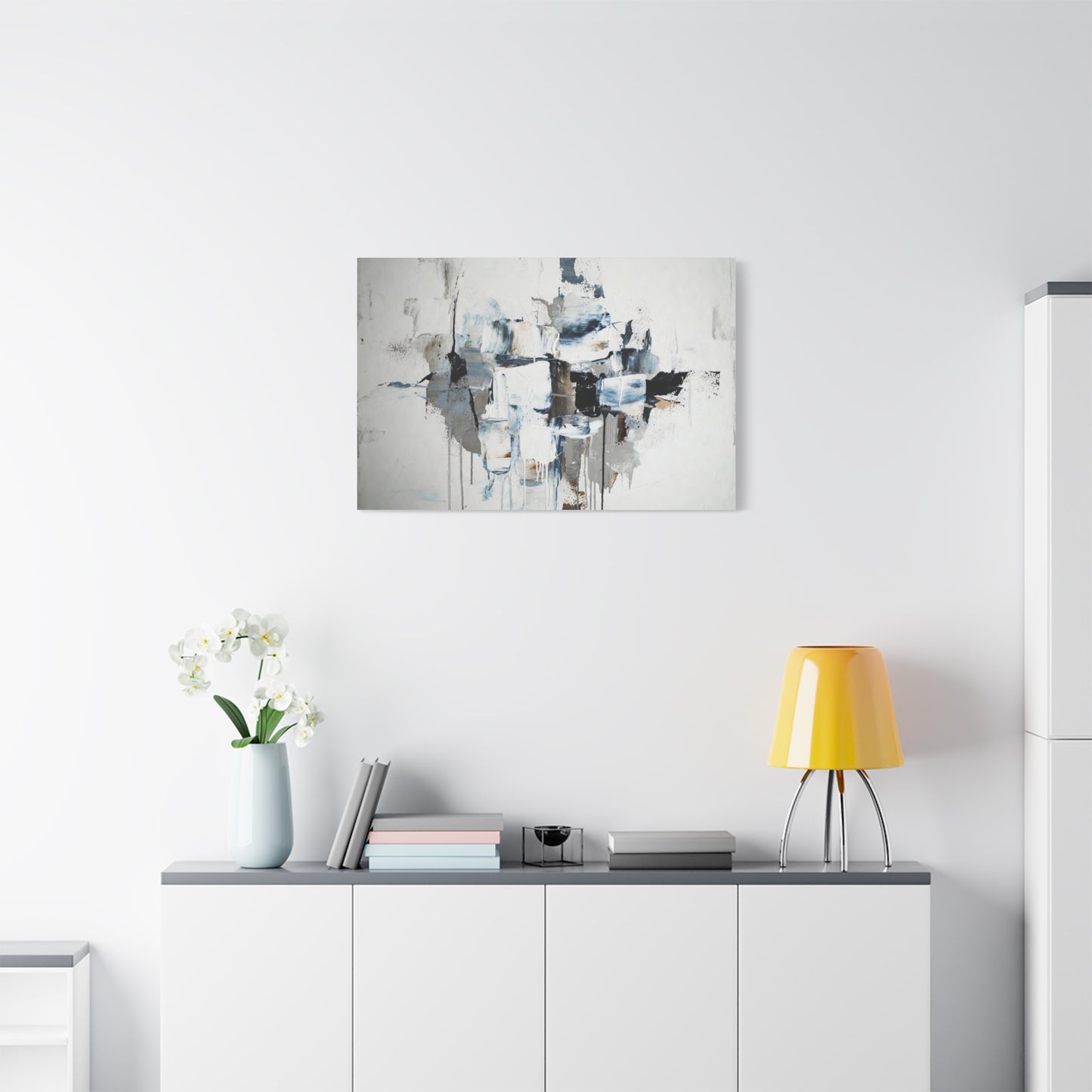 Abstract Blue & Gray Canvas Wall Art — Stretched Matte Canvas