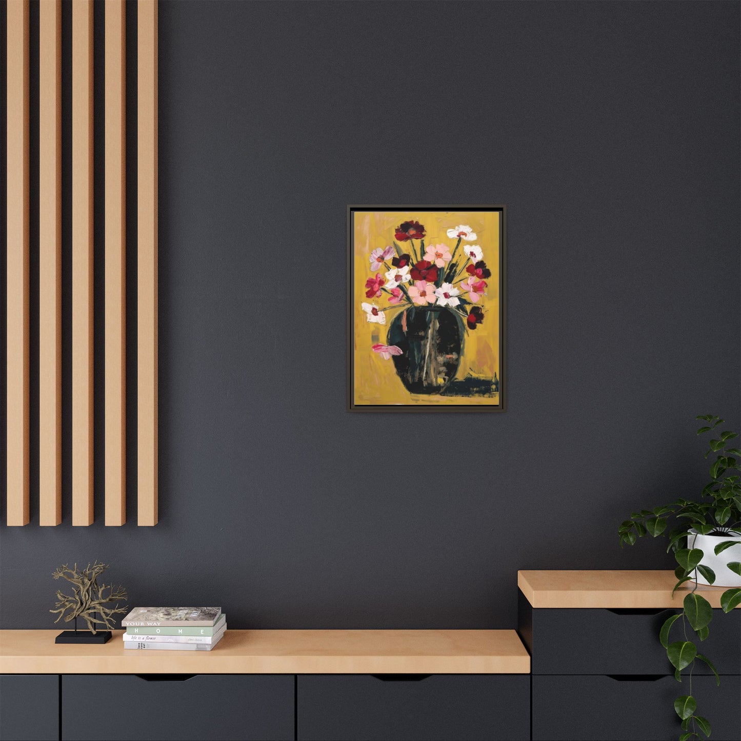 Framed Matte Canvas Floral Still Life Wall Art