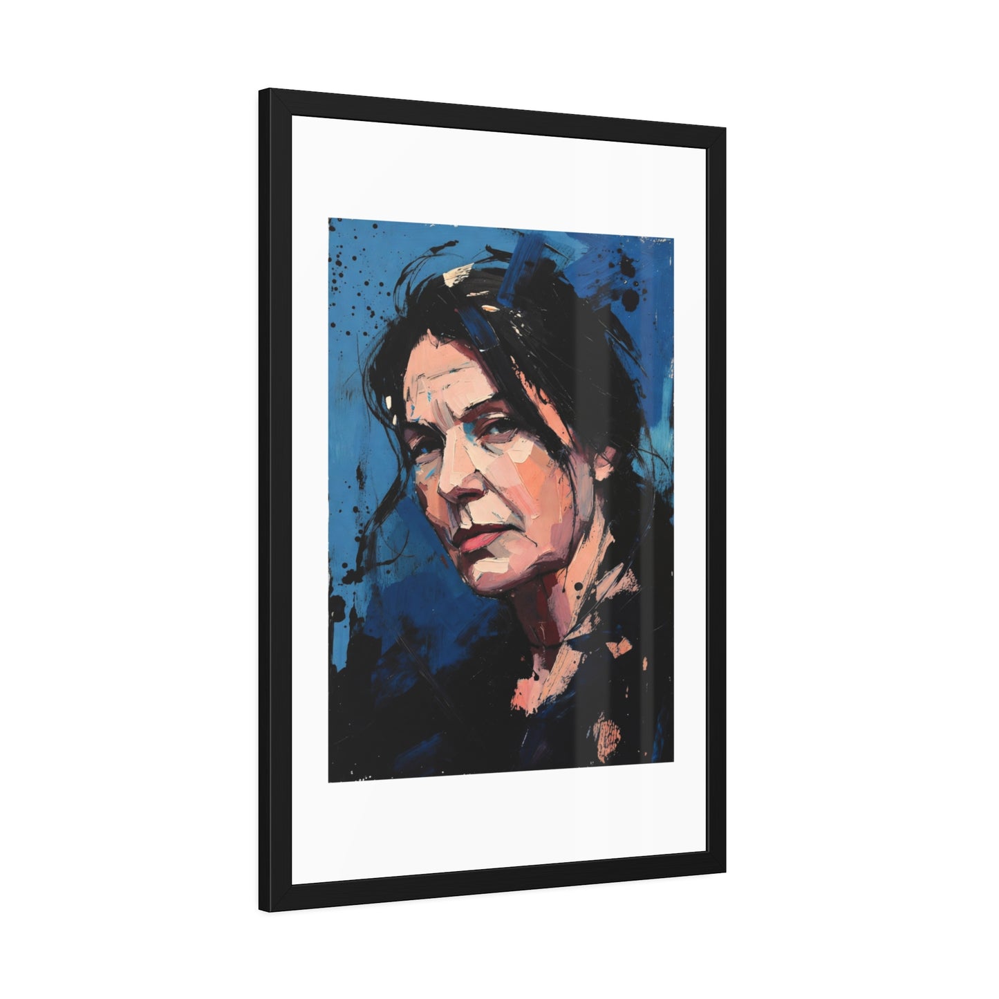 Framed Women in Blue Paper Posters
