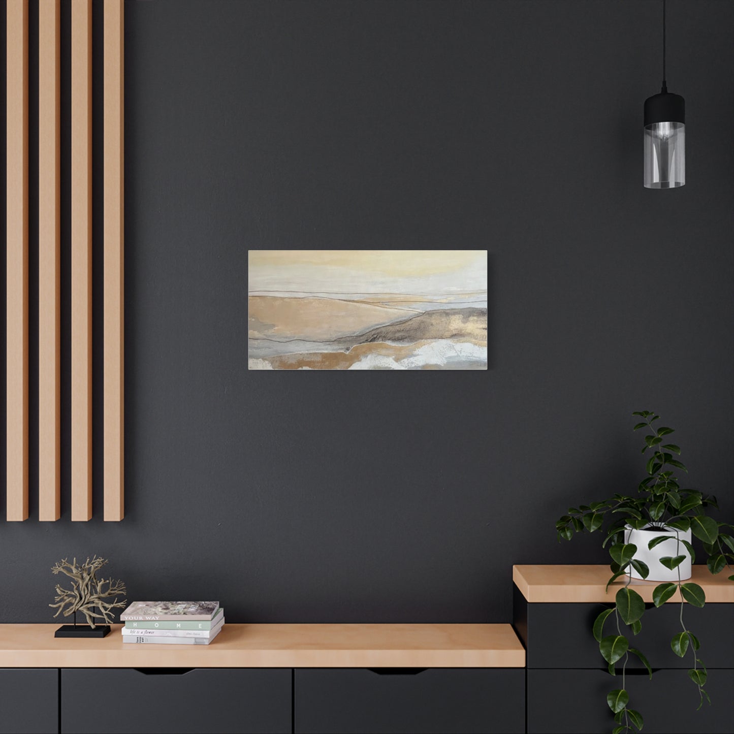 Abstract Coastal Landscape Canvas — Neutral Seascape Matte Stretched Wall Art