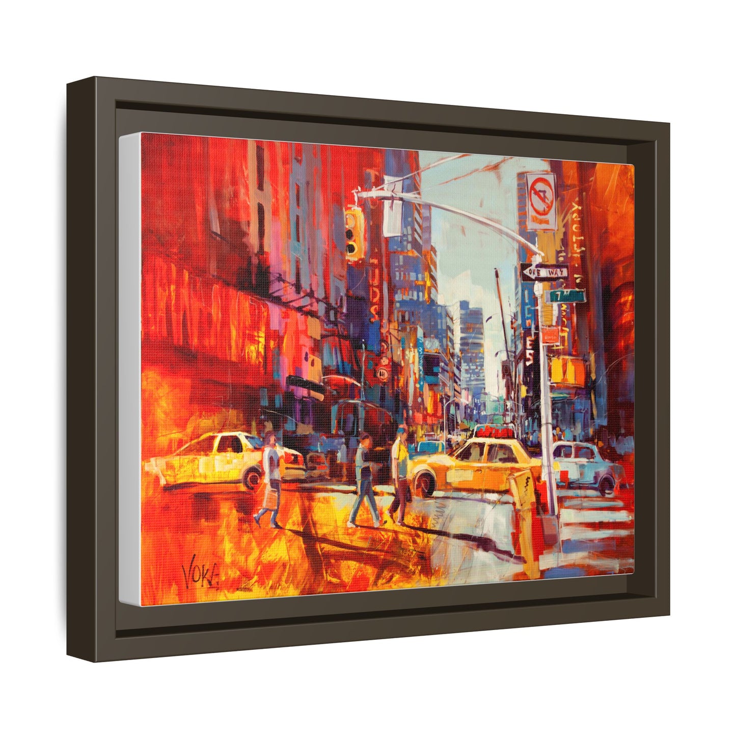 New York 7th AV attributed to Voke Framed Matte Canvas – Art Print