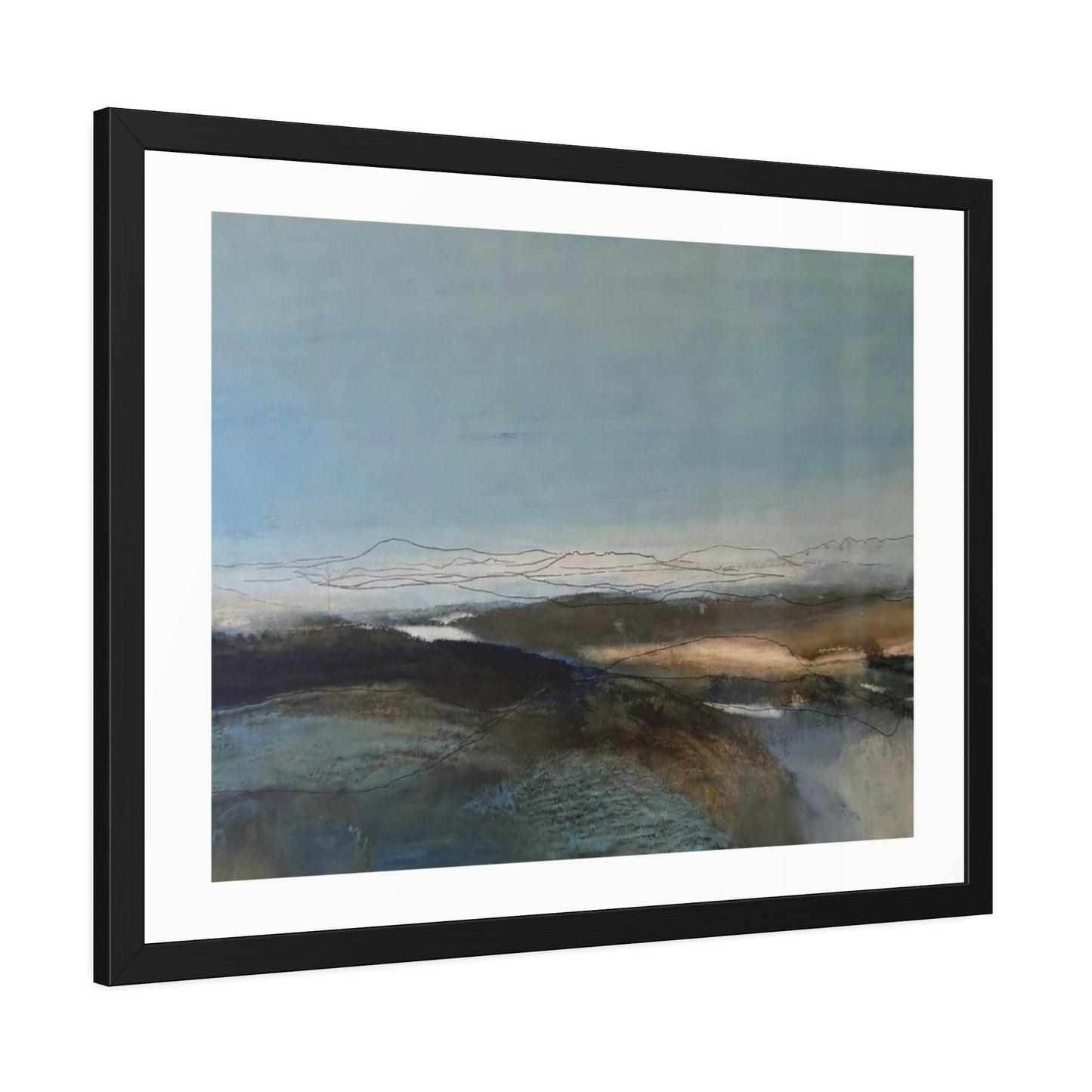 Framed Landscape Poster — Serene Blue Abstract Wall Art
