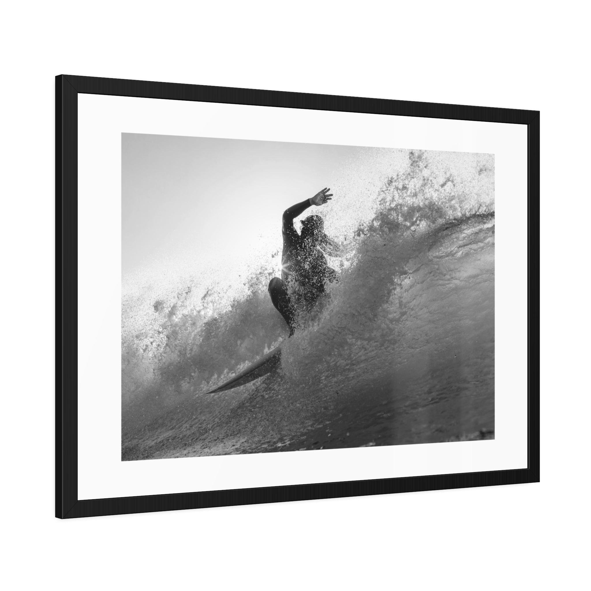 smashing a wave at Lobitos by Henry Espinoza Panta Framed Wall Art Poster