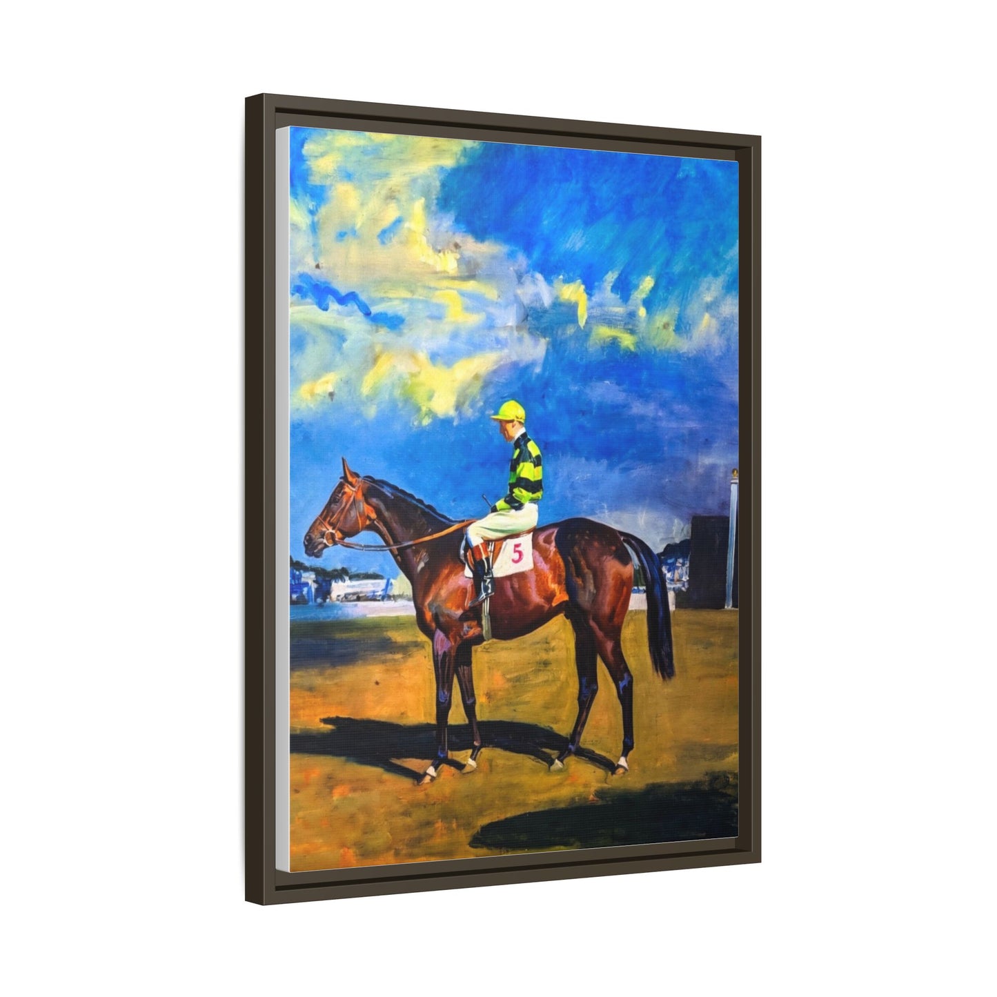 Framed Matte Canvas — Jockey on Racehorse Vintage Equestrian Wall Art