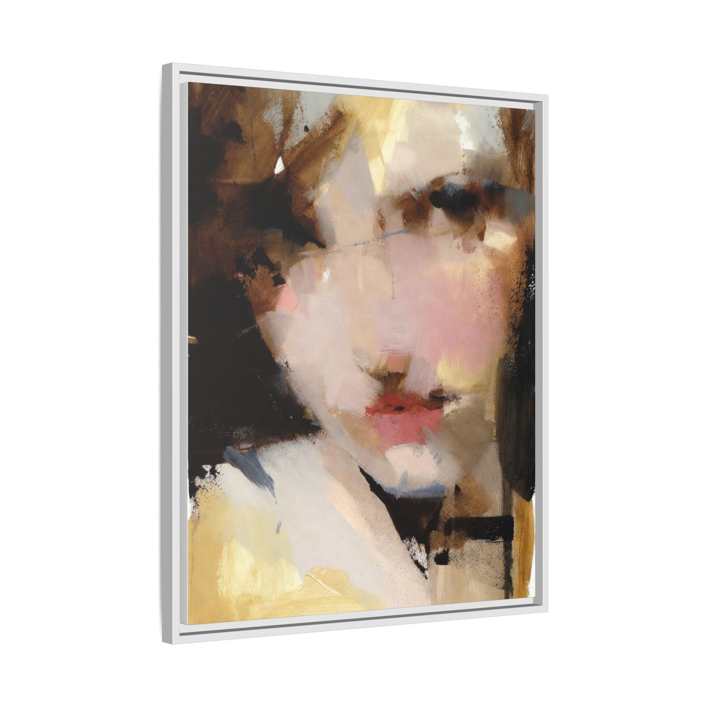 Abstract Portrait Matte Canvas Framed Print — Modern Feminine Wall Art