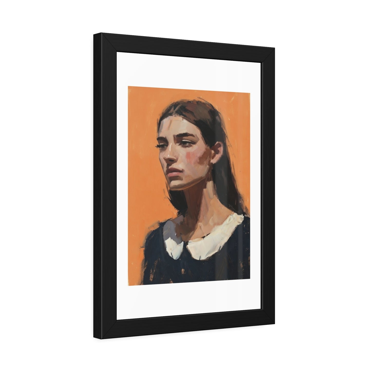 Framed Art Print — Portrait Painting on Orange Background