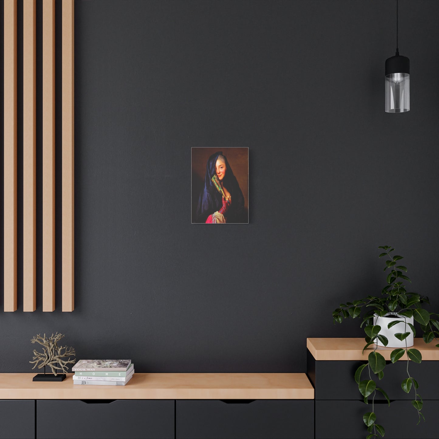 Vintage Portrait Canvas Print — Elegant Lady with Fan Matte Stretched Wall Art