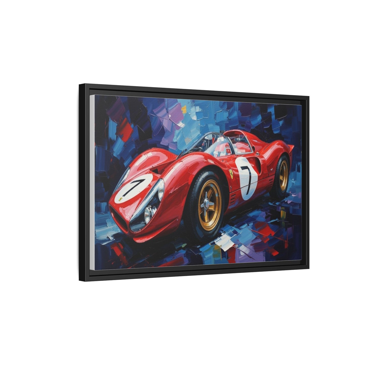 Vintage Ferrari Red Racecar Matte Canvas Framed Wall Art