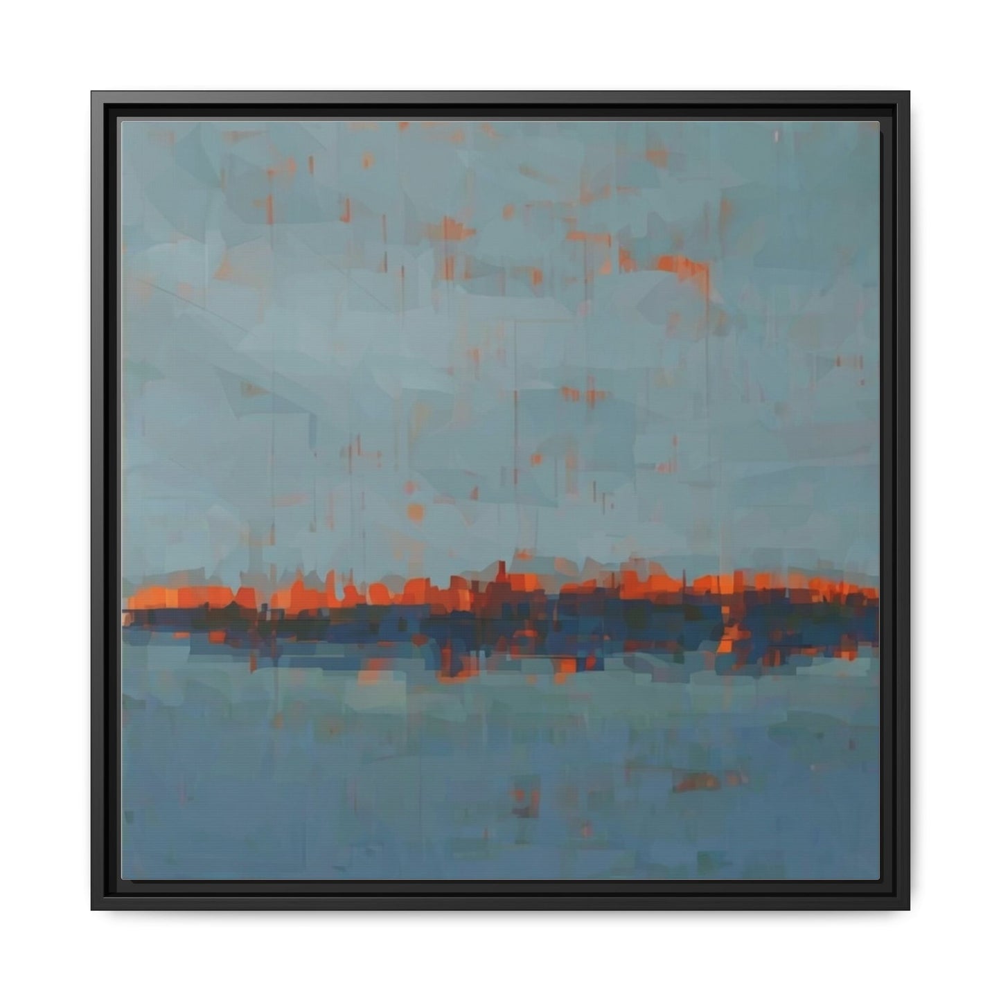 Framed Canvas Art — Teal & Orange Abstract Seascape