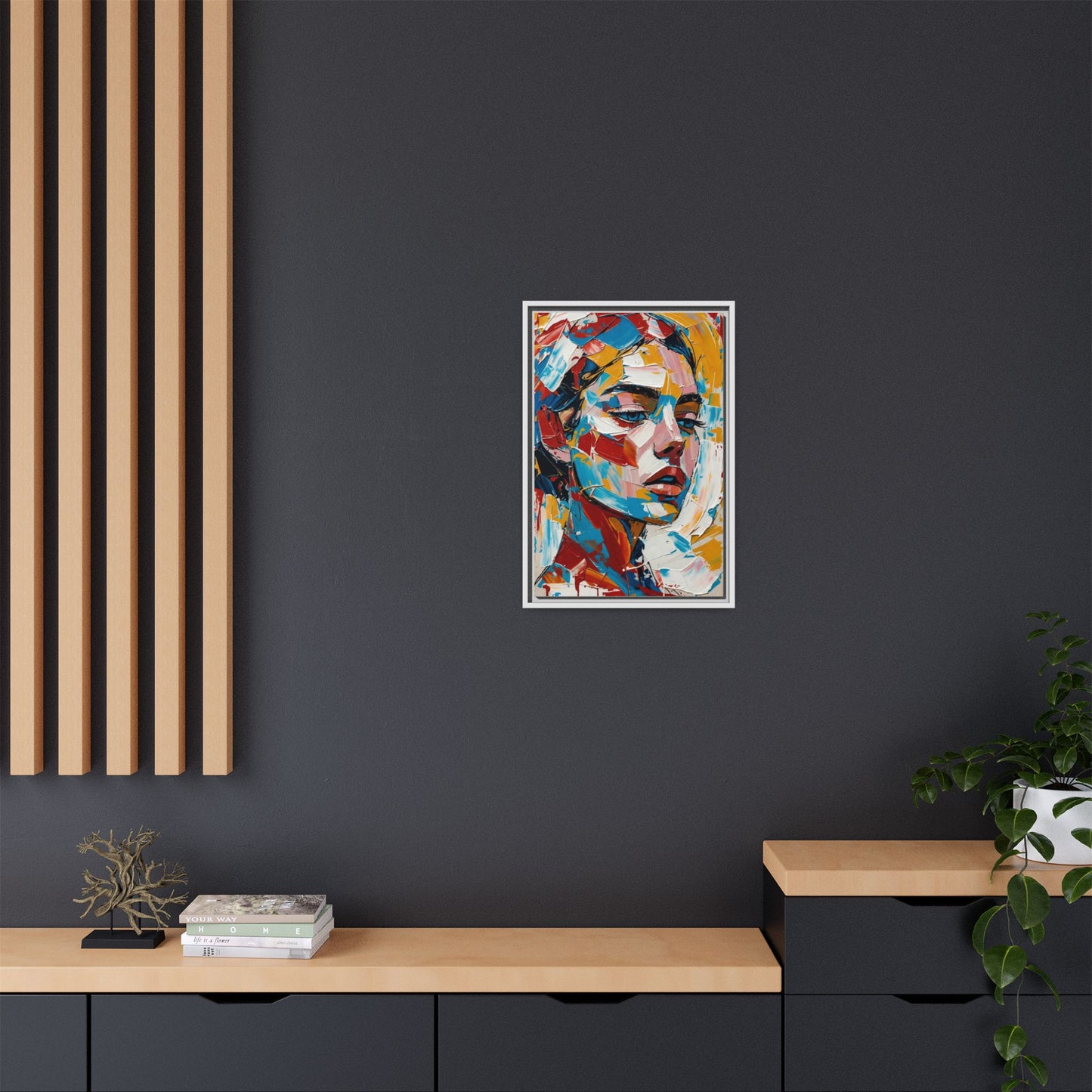 Colorful Abstract Portrait Framed Canvas Print