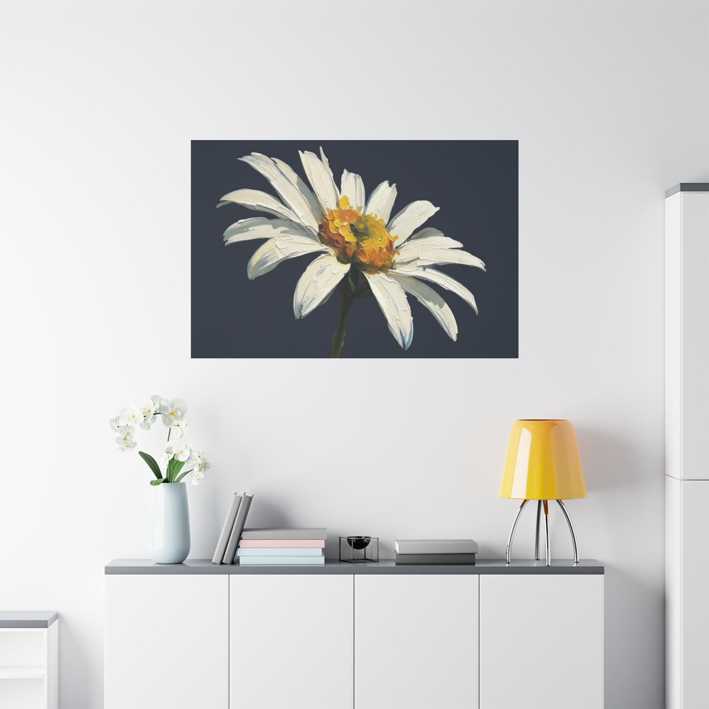 Daisy Oil-Paint Canvas Wall Art — Stretched Matte Floral Print