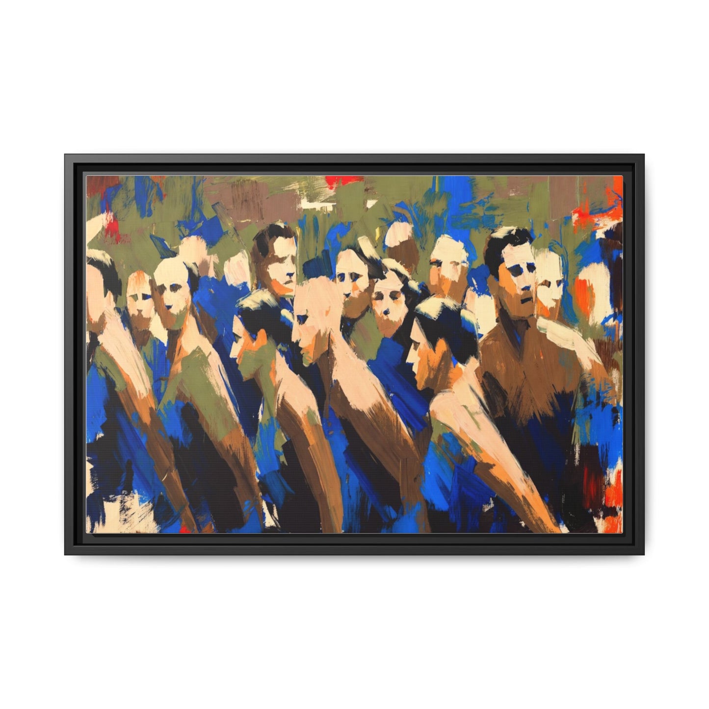 Abstract Crowd Matte Canvas Print — Framed Multi-Color Wall Art