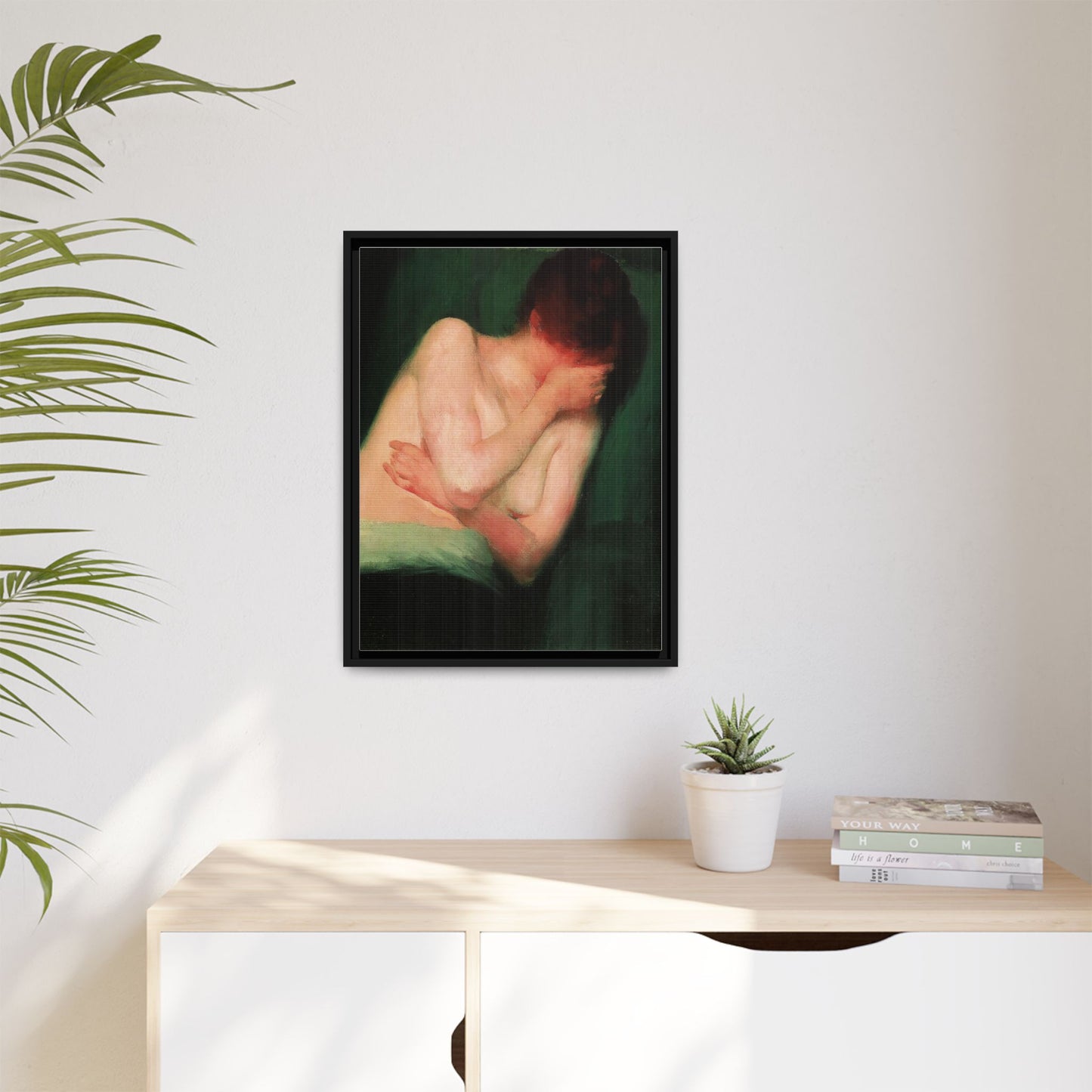 Female Nude by János Vaszary Framed Matte Canvas Wall Art Print
