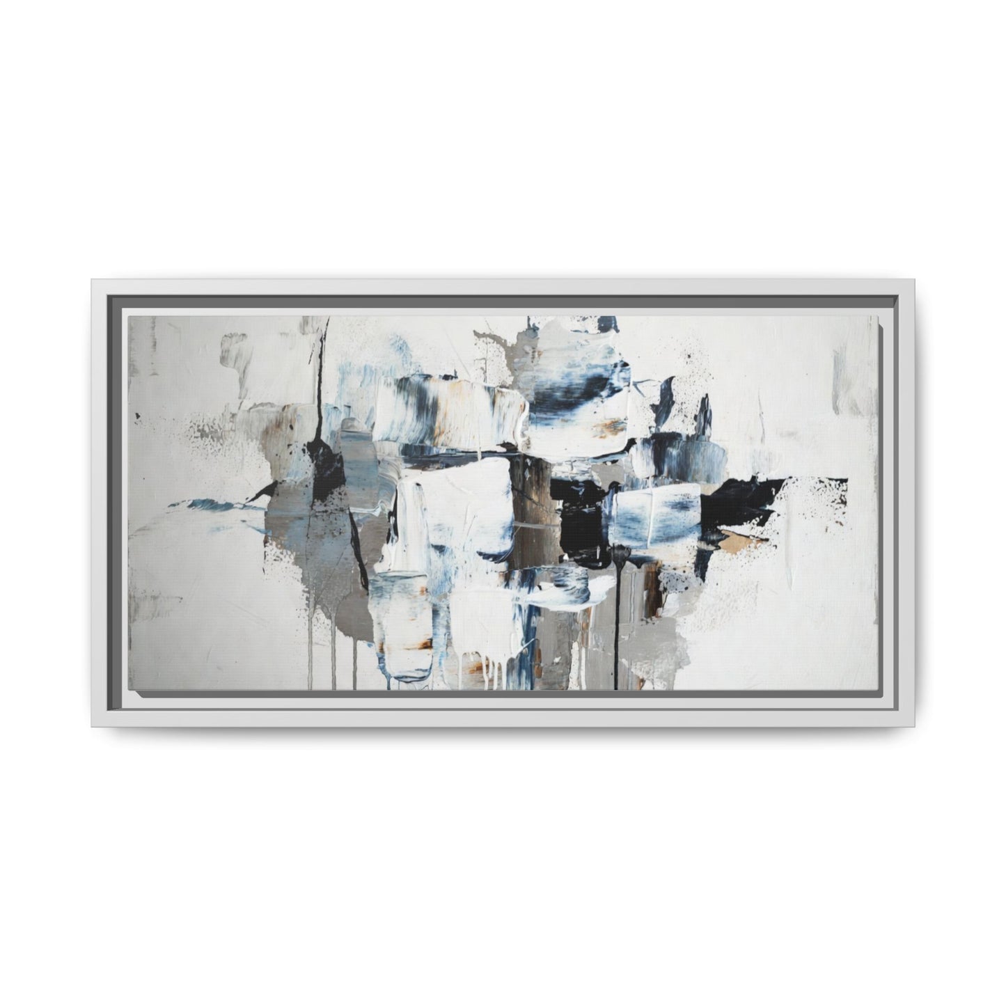 Framed Abstract Canvas Art — Blue Neutral Modern Wall Print