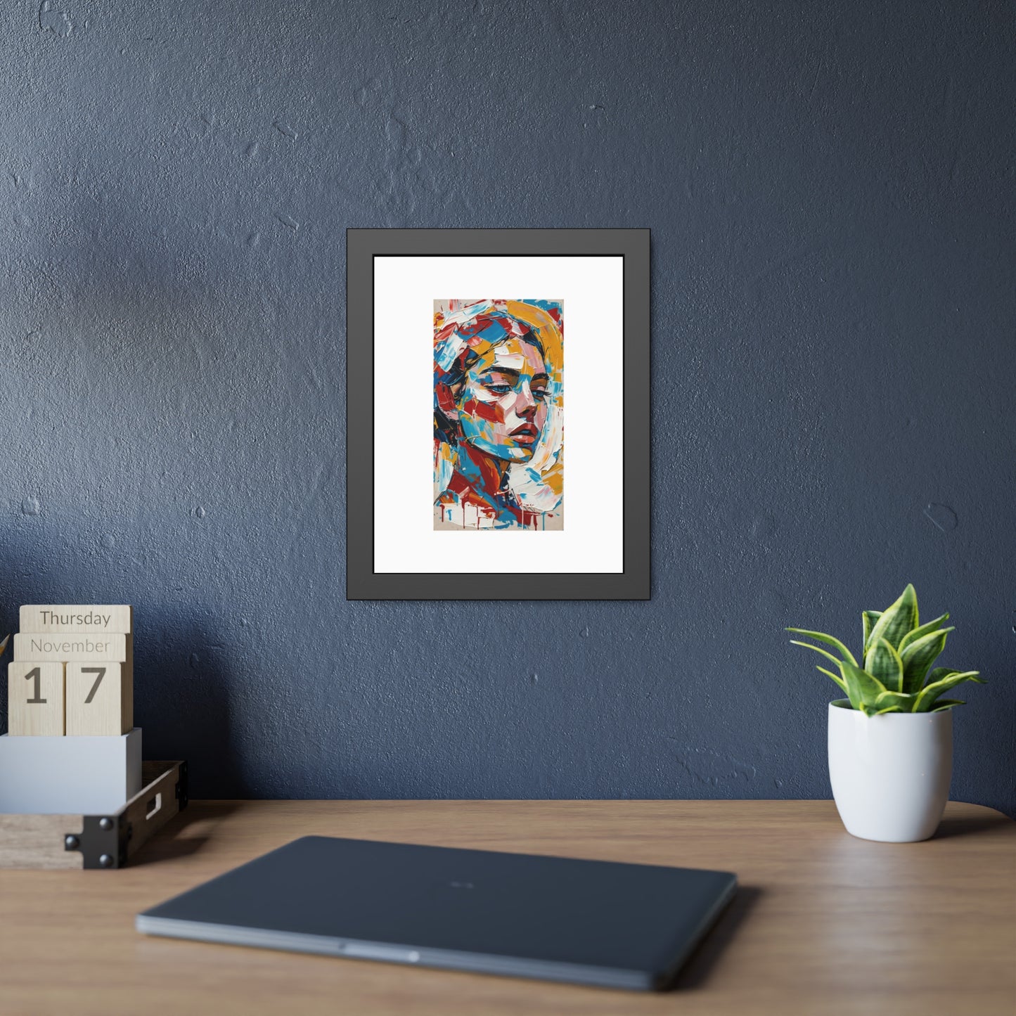 Abstract Colorful Portrait Framed Paper Poster – Modern Art Print for Home & Office