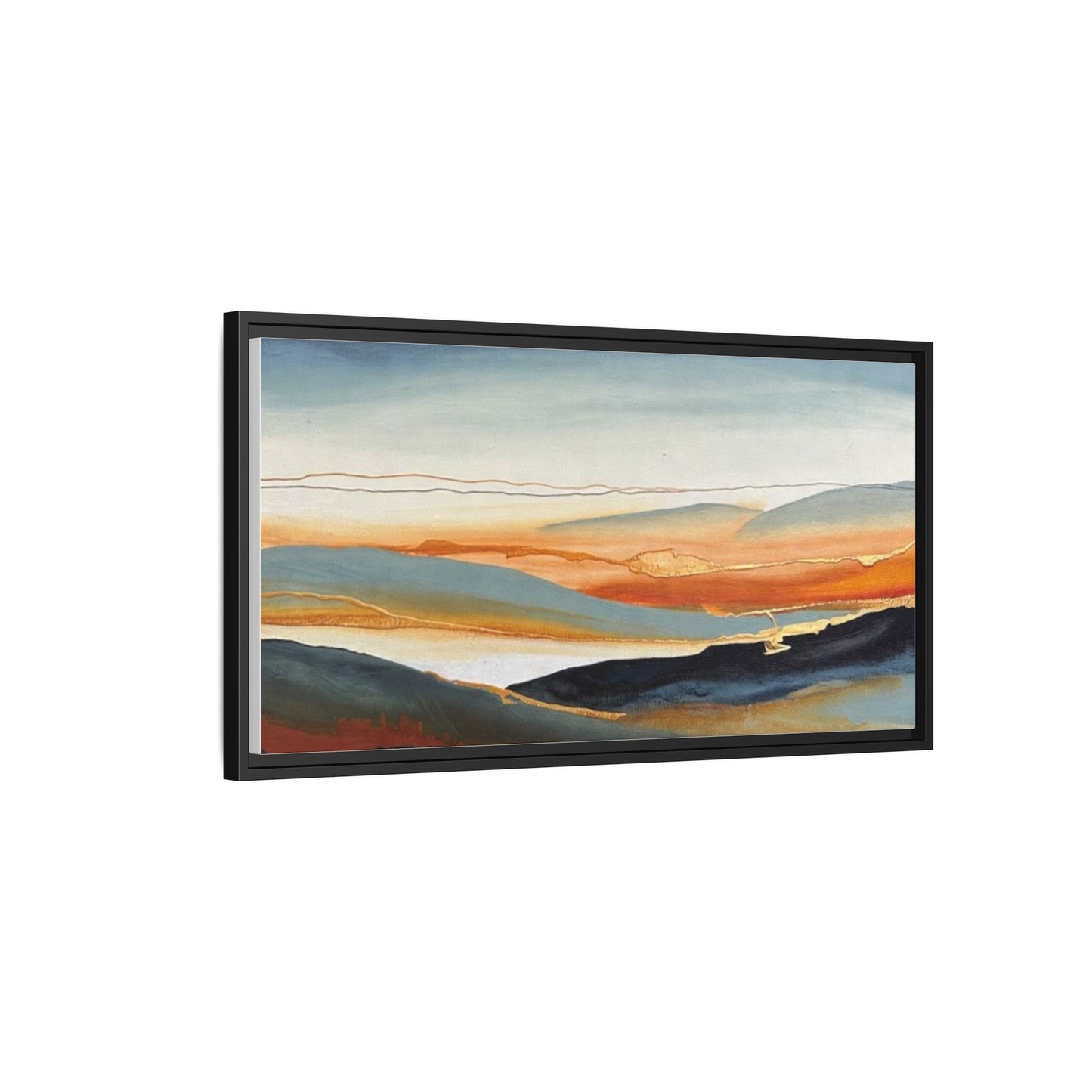 Framed Matte Canvas: Abstract Coastal Sunset Landscape Wall Art