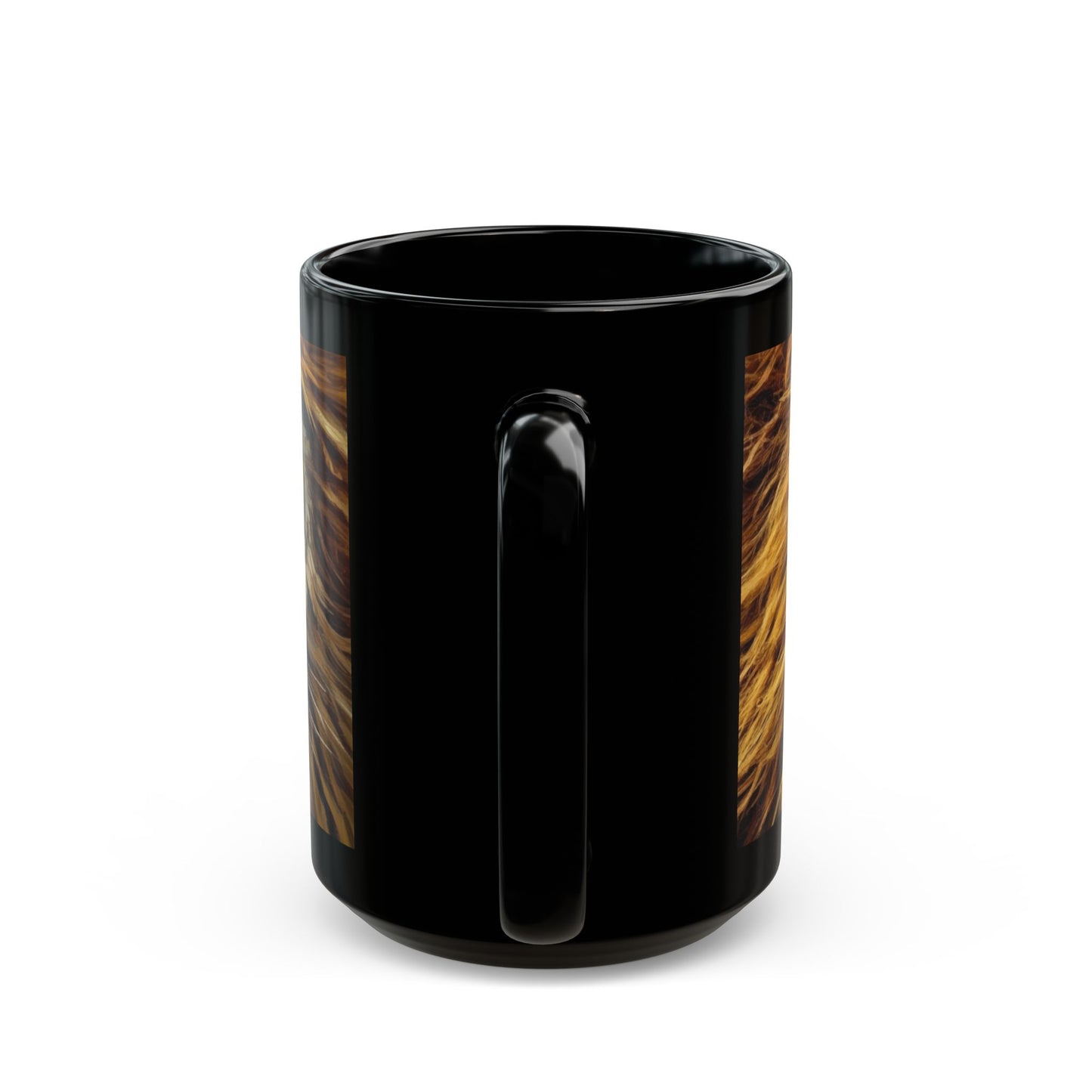 Lion Portrait Black Ceramic Mug — Majestic Wildlife Coffee Cup (11oz, 15oz)
