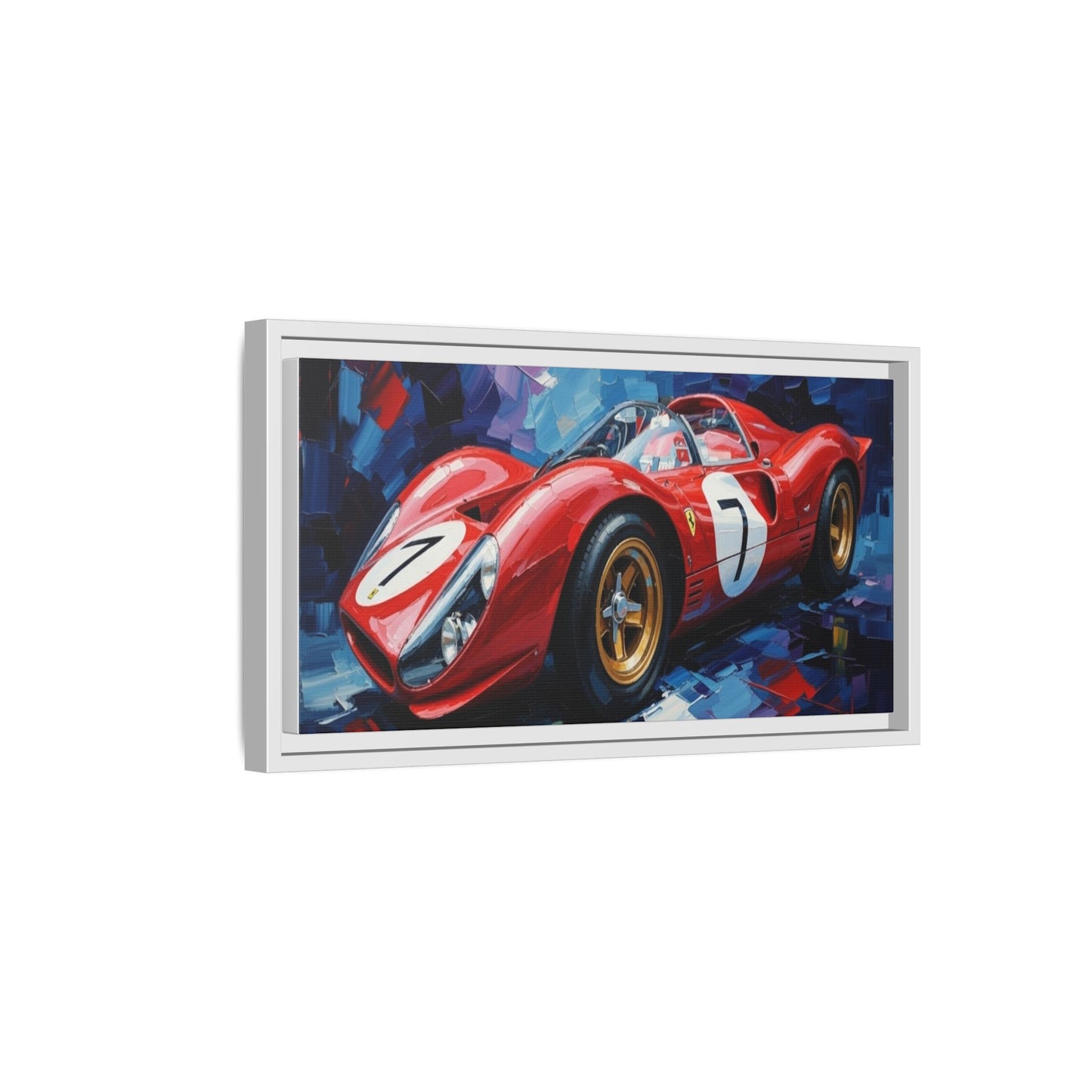 Vintage Ferrari Red Racecar Matte Canvas Framed Wall Art