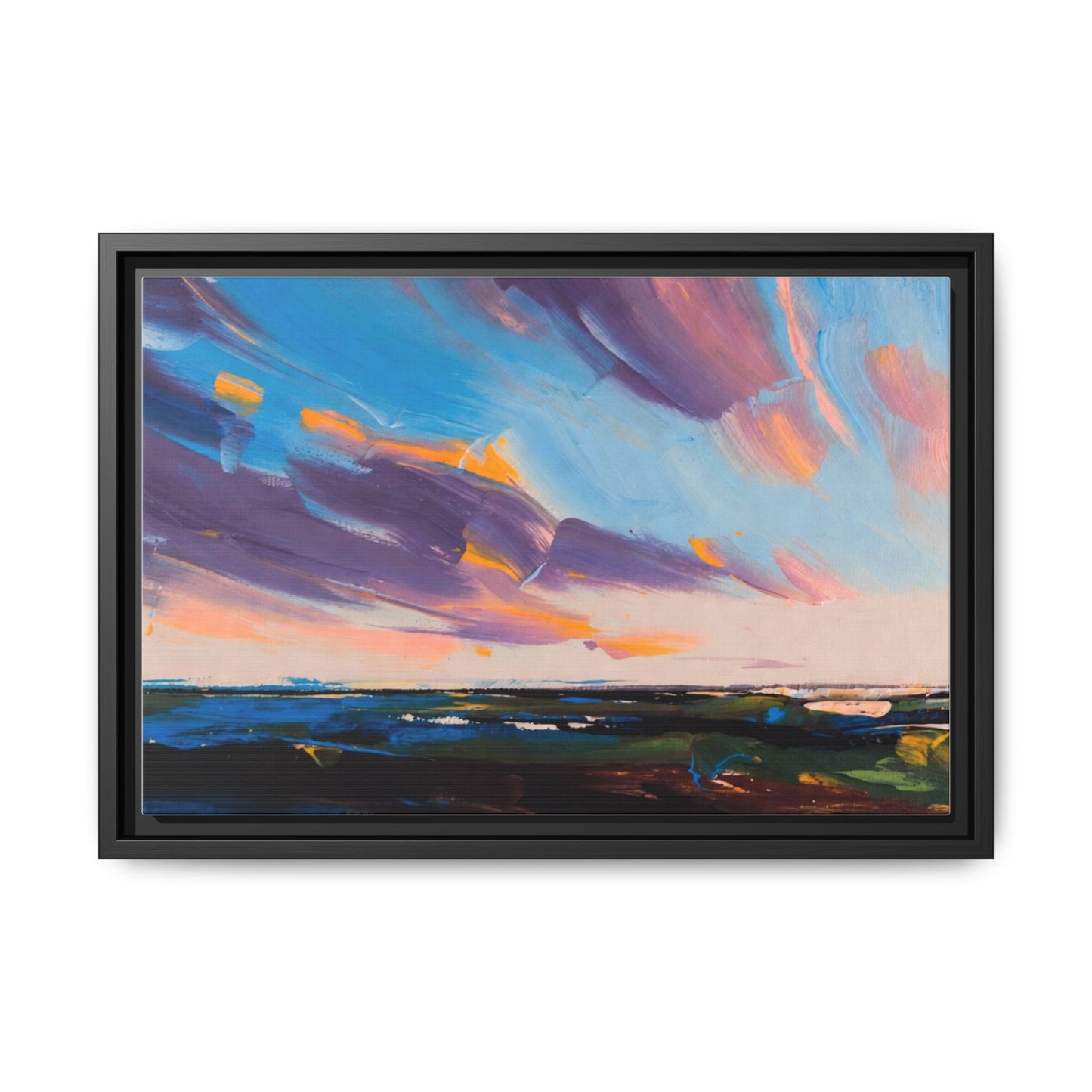 Framed Matte Canvas Abstract Seascape Sunset Art Print