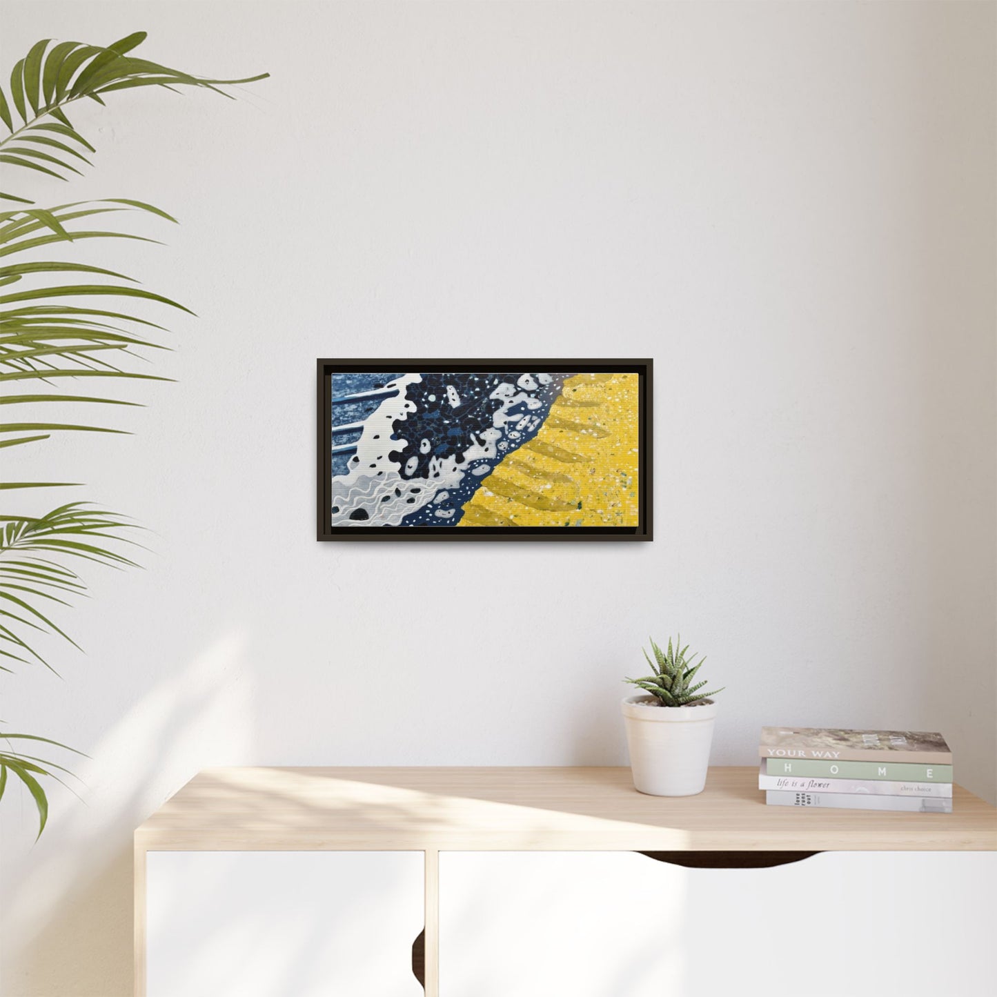 Framed Abstract Ocean & Sand Matte Canvas Print