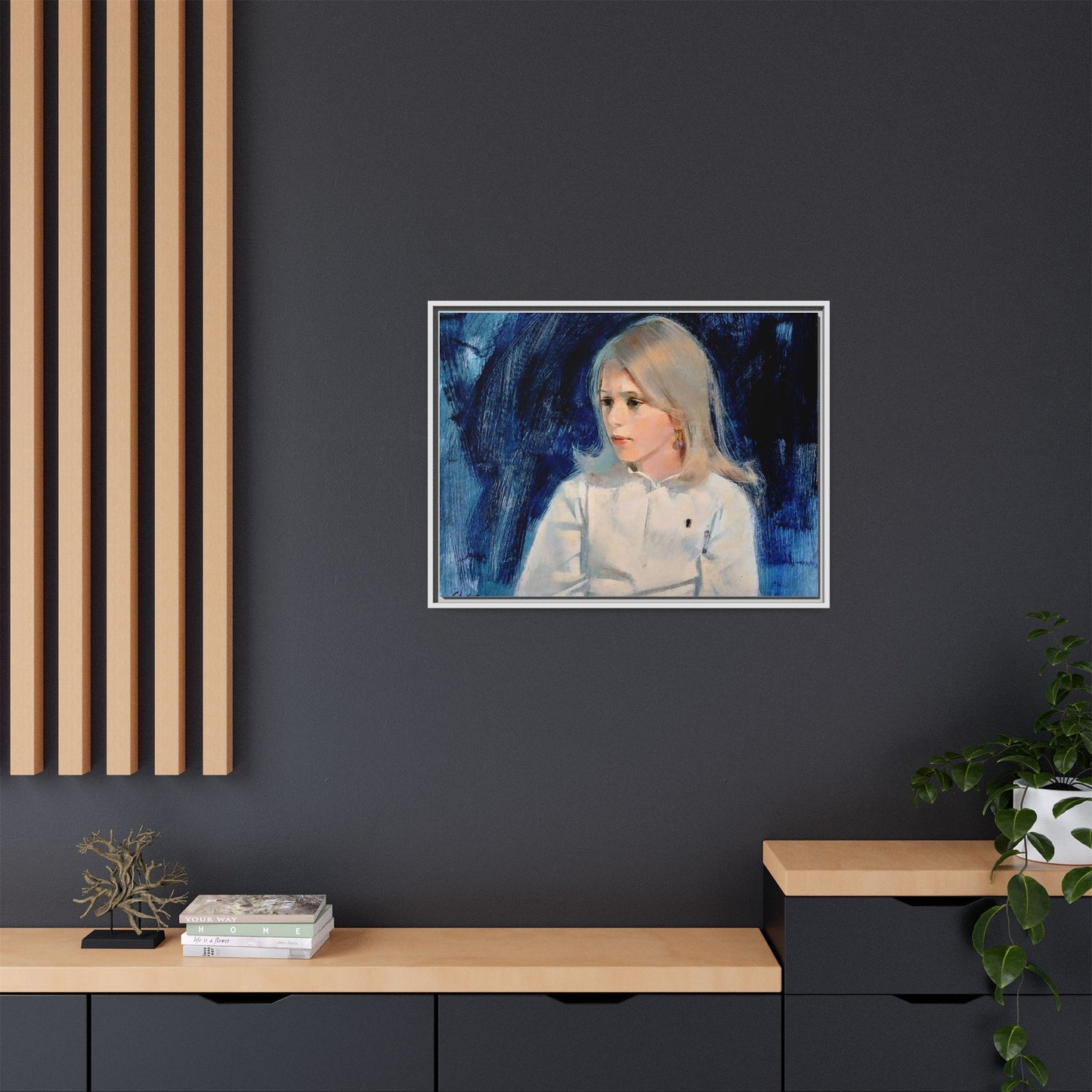 Painting of girl by Unknown Artist Framed Matte Canvas Classic Wall Art