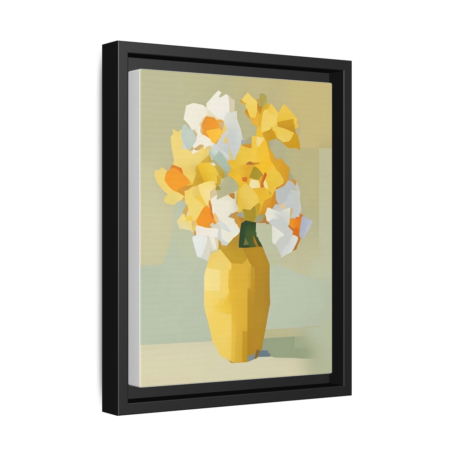 Framed Floral Canvas Print — Yellow Vase Bouquet Wall Art