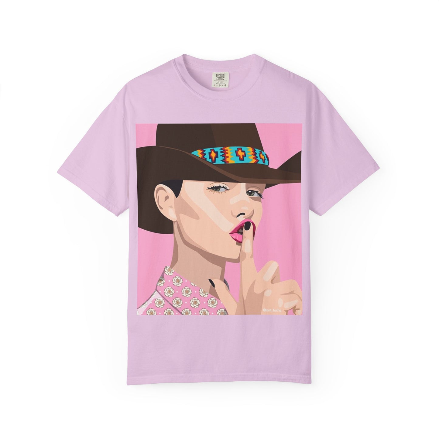 Cowgirl Pop Art T-Shirt — Pink 'Shh' Graphic Tee