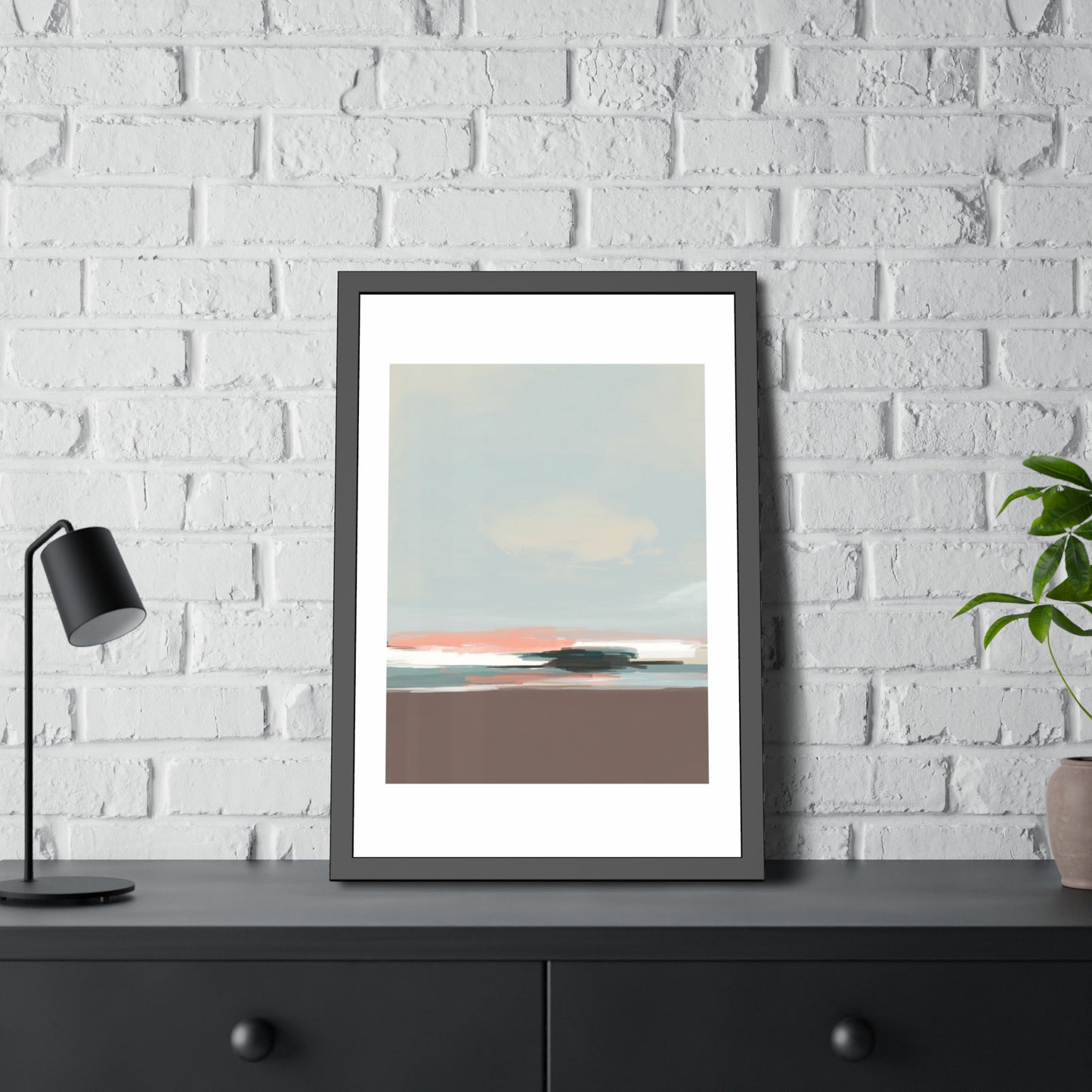 Abstract Seaside Framed Art Print — Minimal Coastal Poster