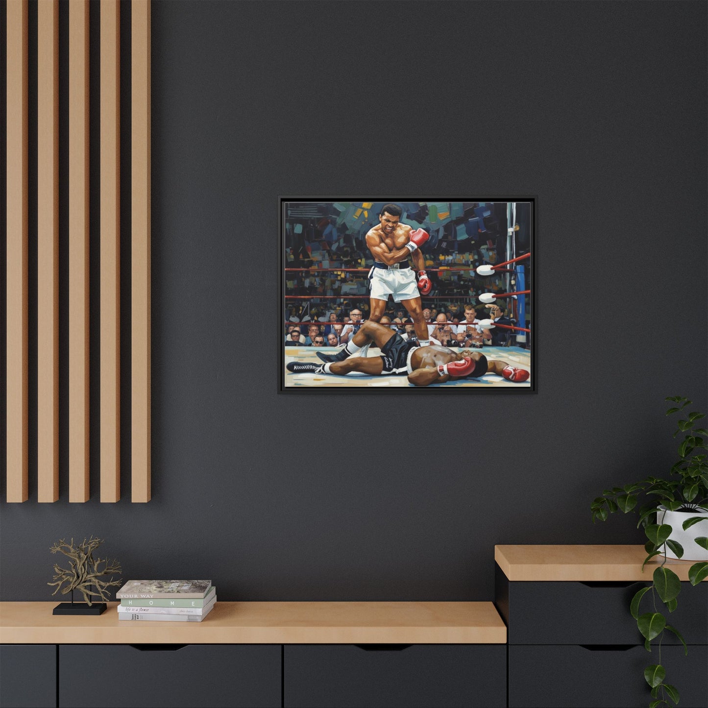 Framed Boxing Ring Canvas Print — Muhammad Ali Iconic Knockout Sport Art