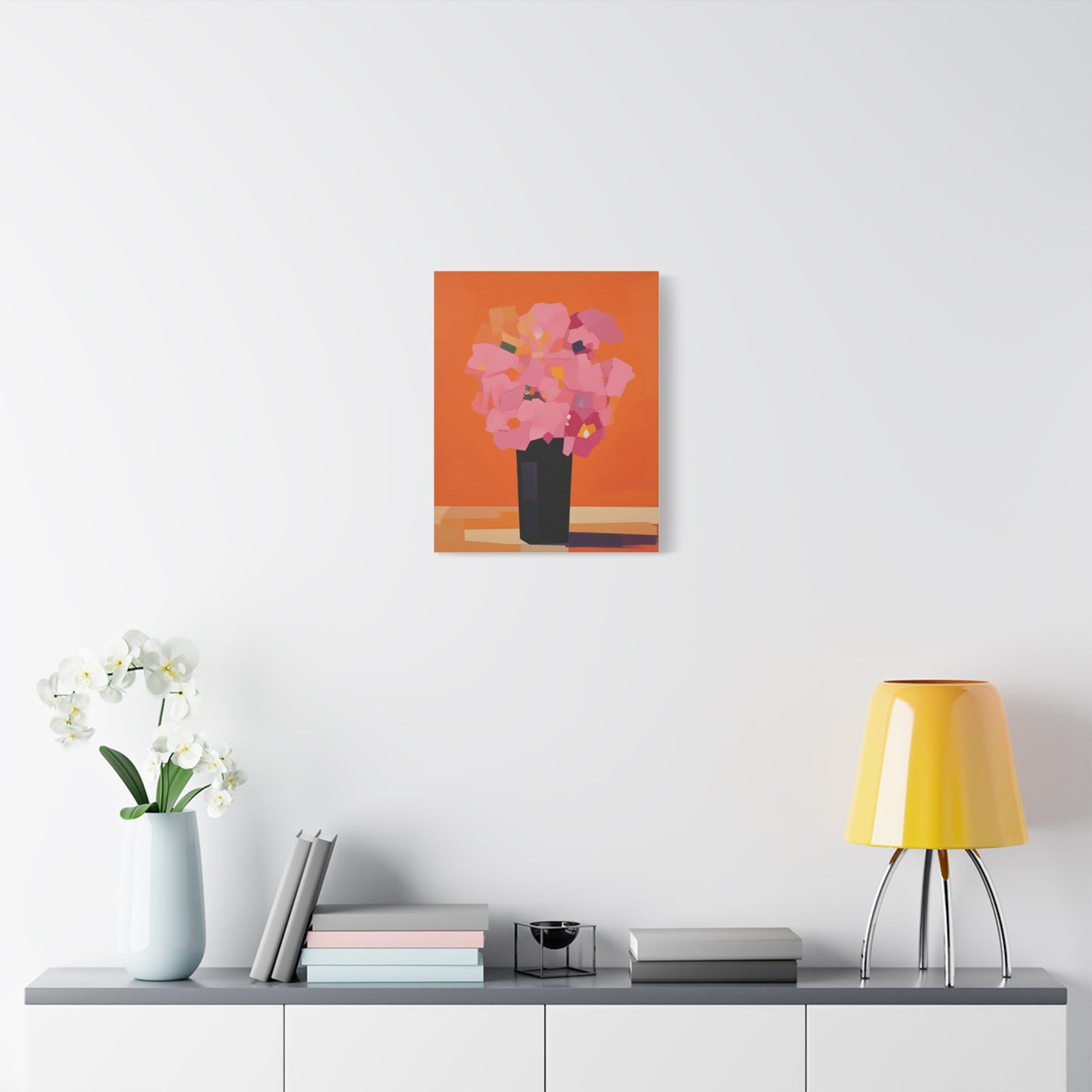 Modern Pink Flowers Canvas Print — Abstract Floral Wall Art
