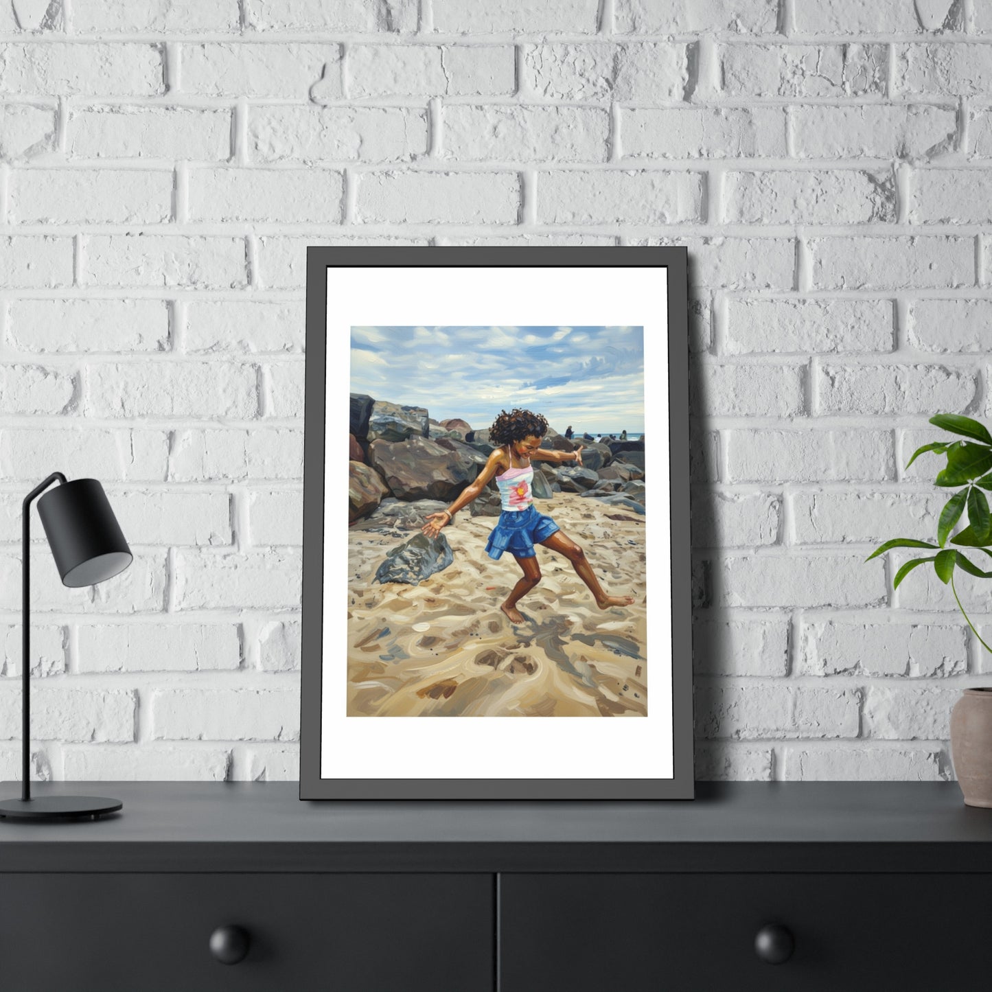 Framed Poster - Joyful Beach Dance Art Print