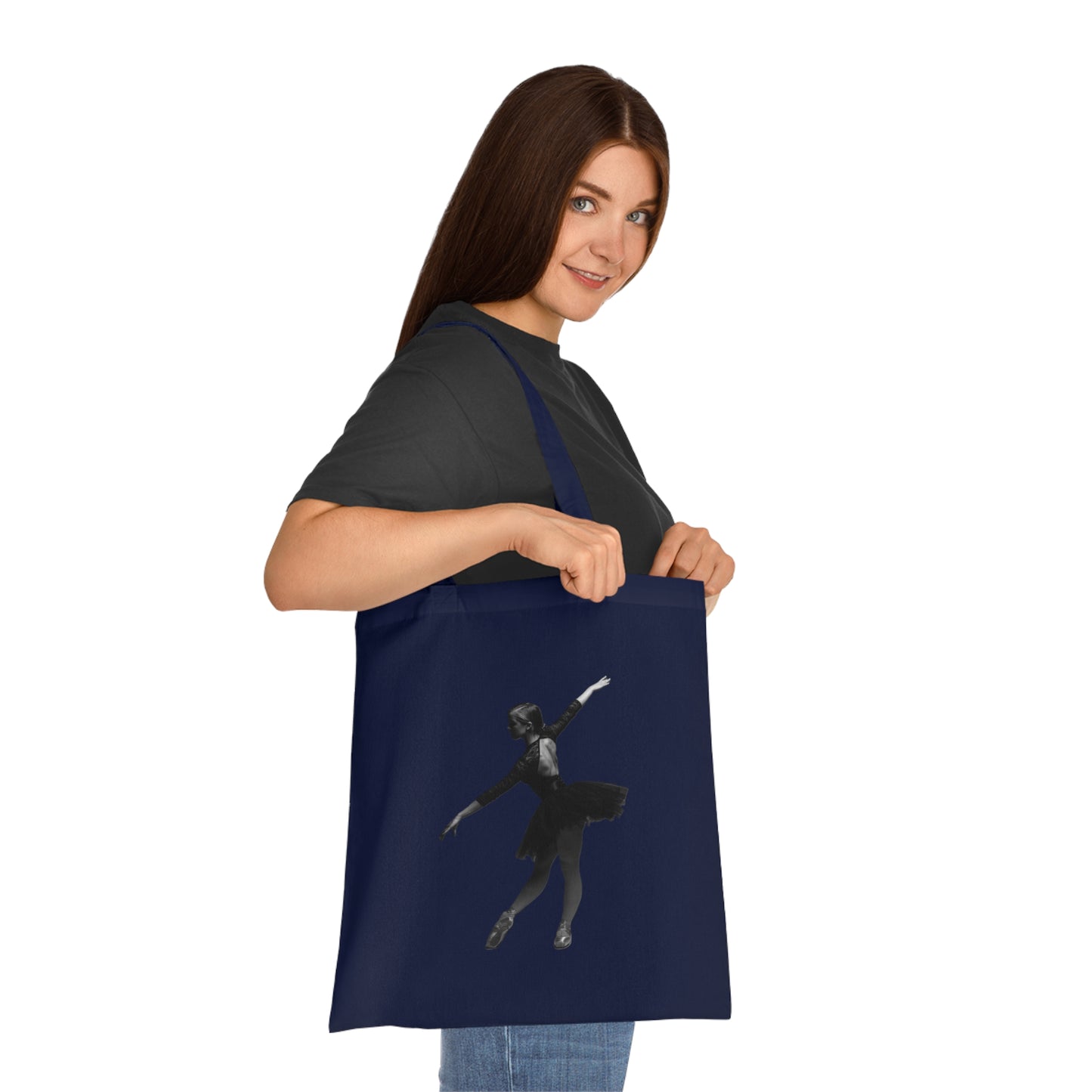 Ballet Silhouette Cotton Tote — Dancer Tote Bag for Ballet Lovers