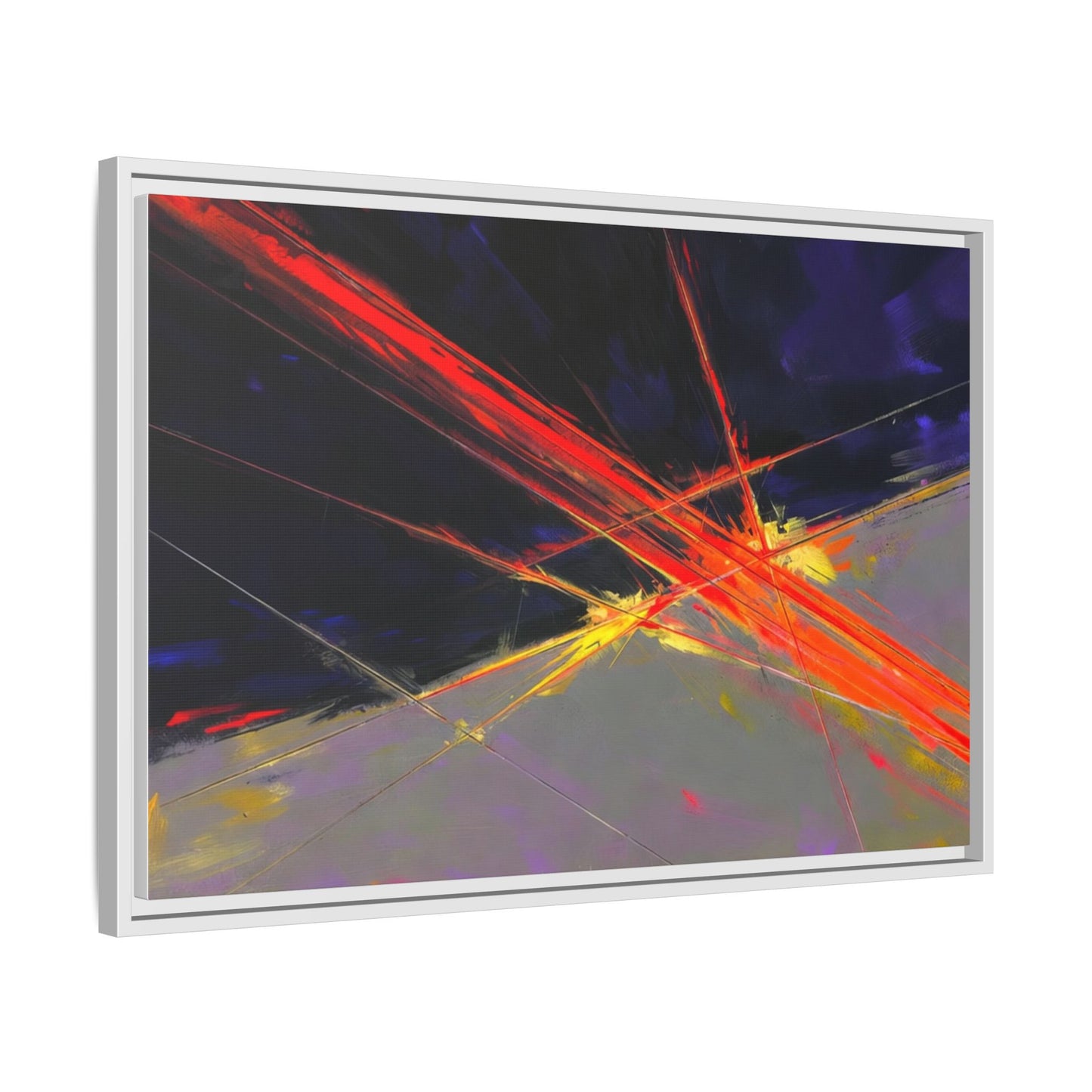 Abstract Red Streaks Framed Matte Canvas Art — Modern Multi‑Color Wall Decor