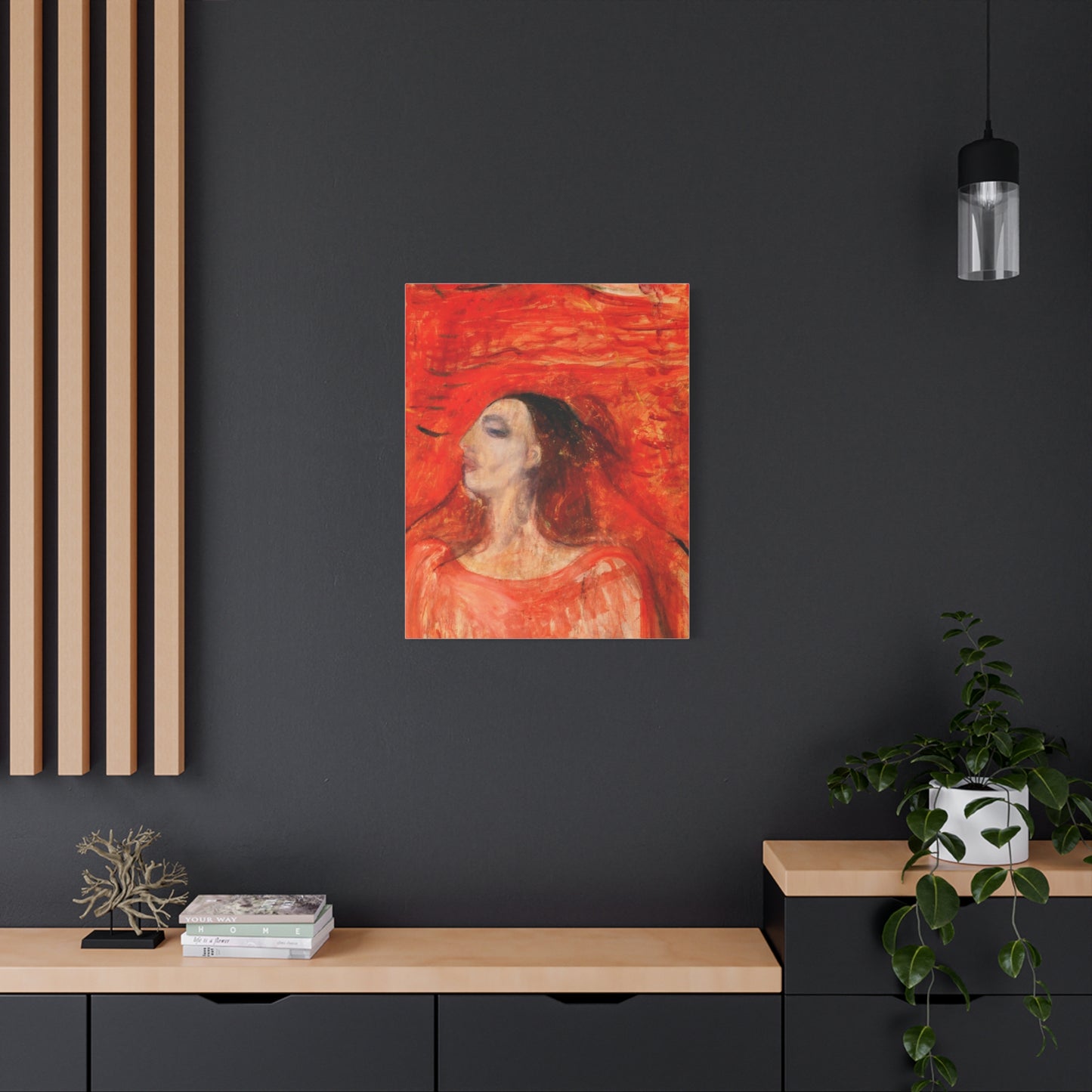 Woman's Head against a Red Background by Edvard Munch Matte Canvas Wall Art