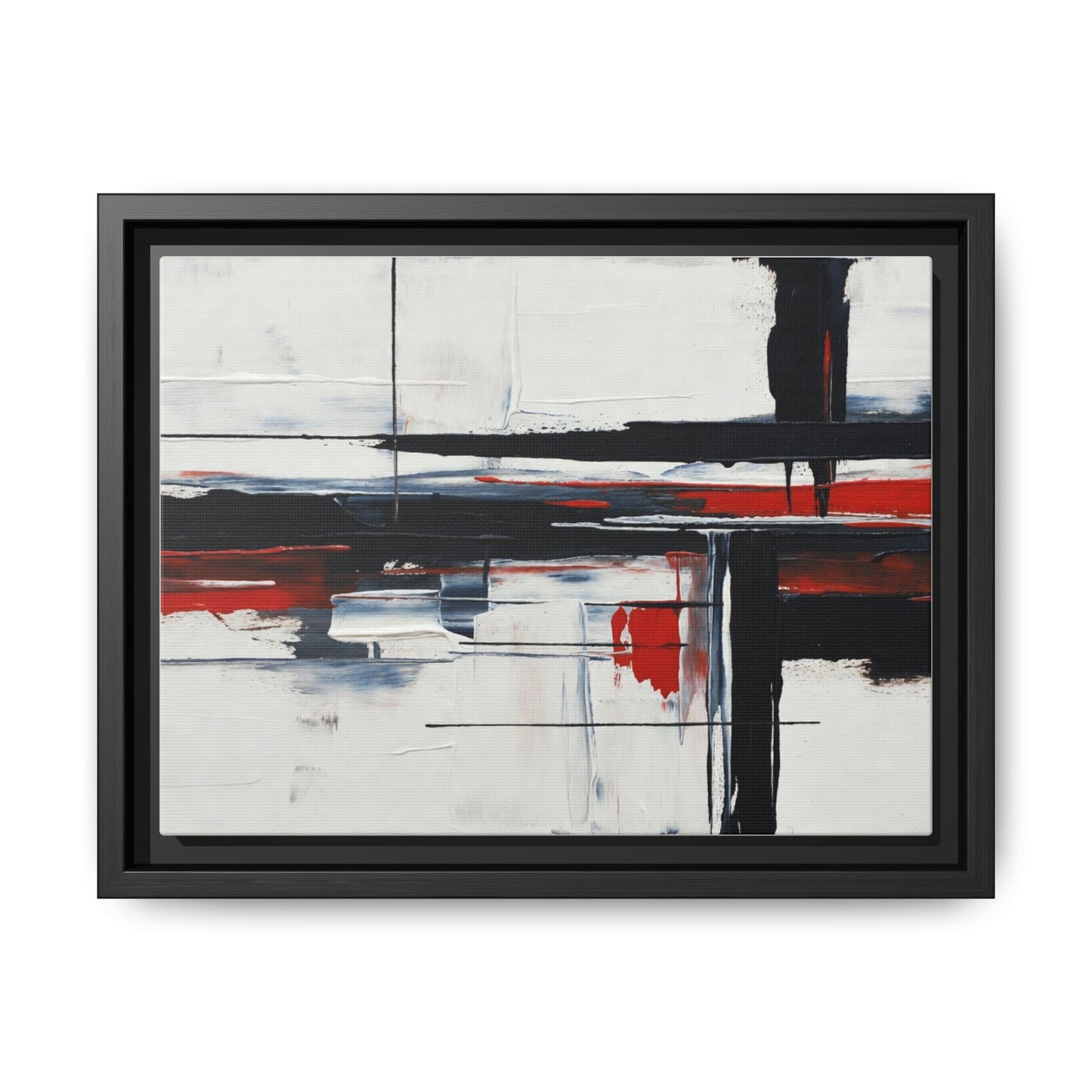 Abstract Red & Black Framed Canvas Art — Modern Matte Wall Painting