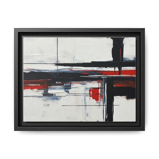 Abstract Red & Black Framed Canvas Art — Modern Matte Wall Painting