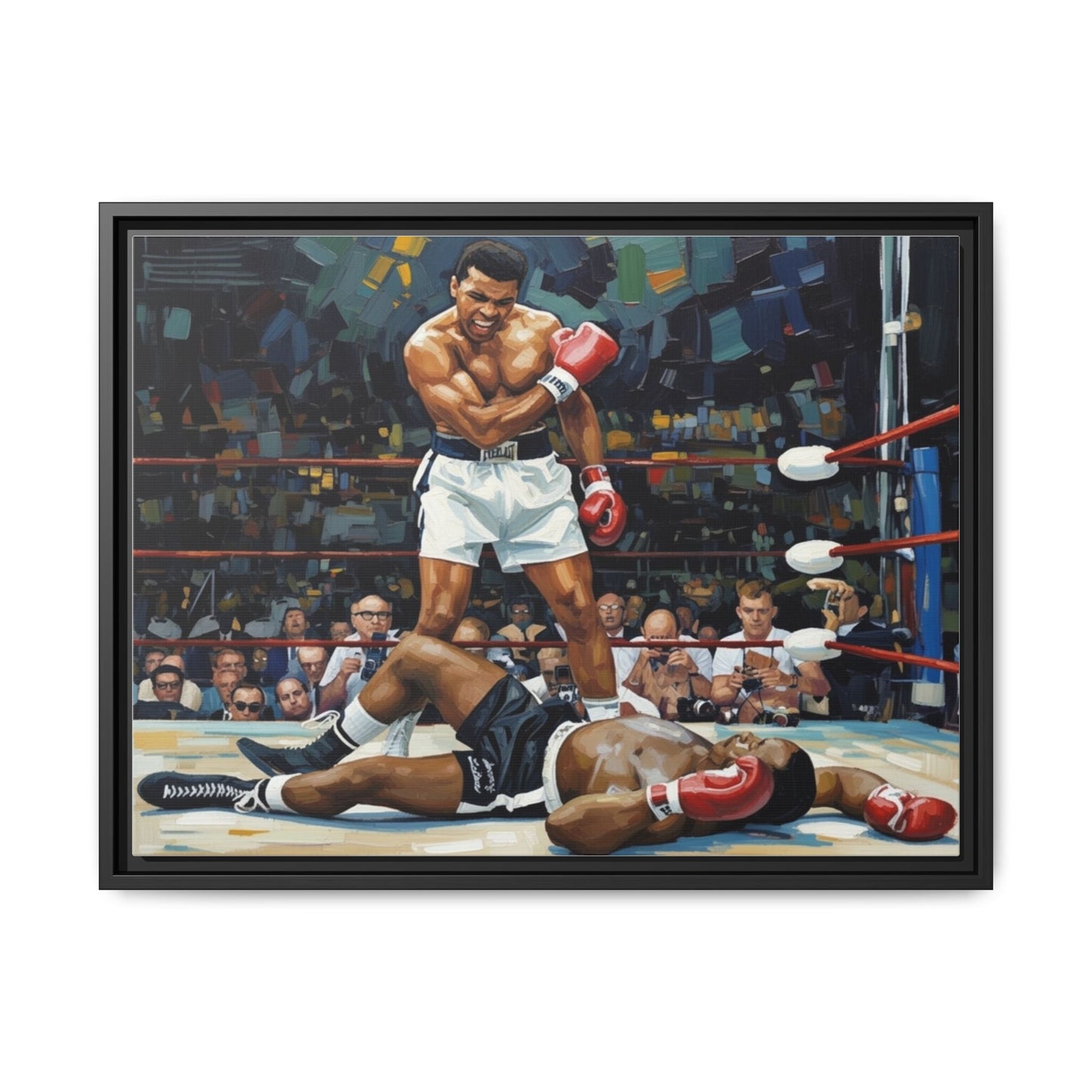 Framed Boxing Ring Canvas Print — Muhammad Ali Iconic Knockout Sport Art