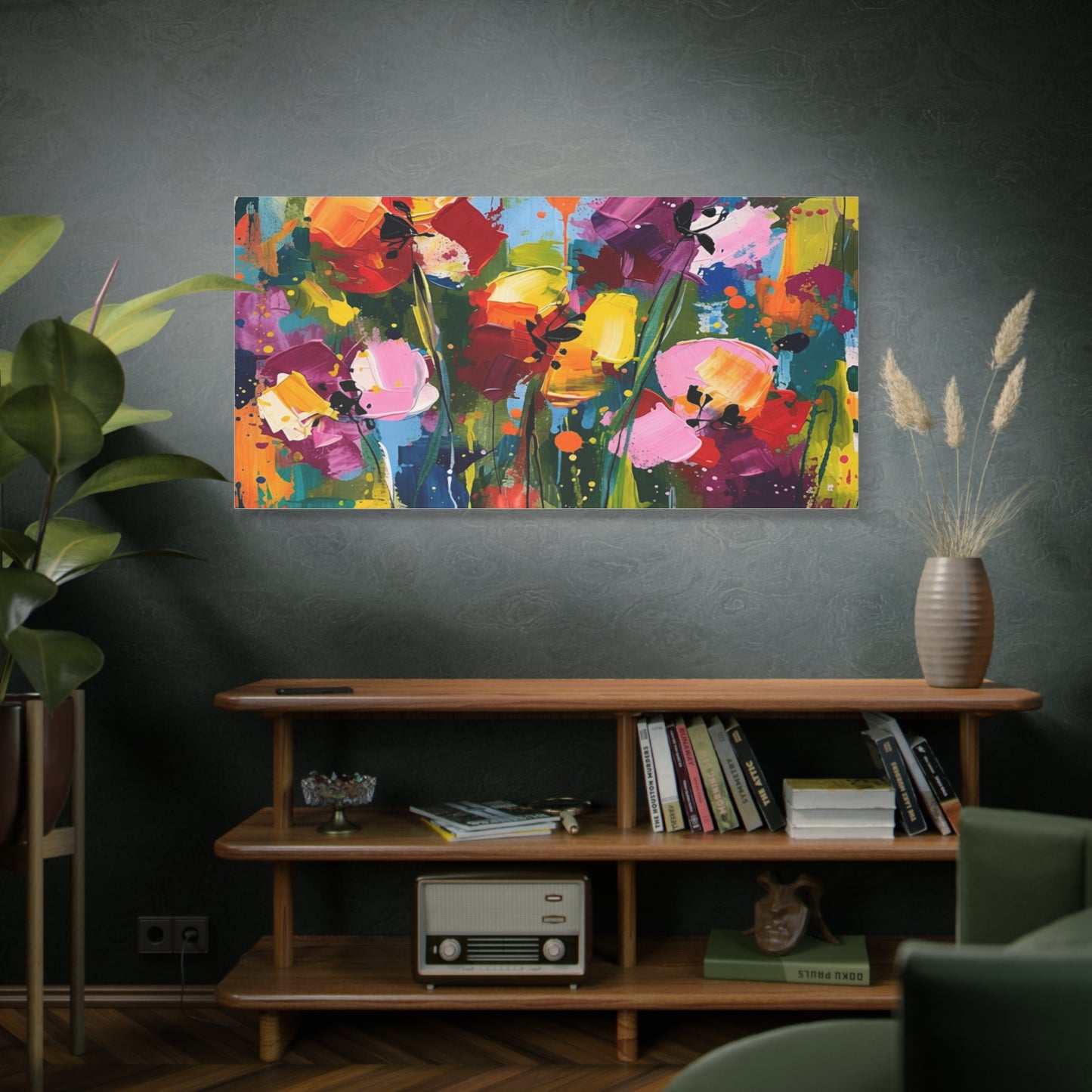 Vibrant Abstract Floral Canvas — Colorful Poppy Wall Art, Matte Stretched 1.25"