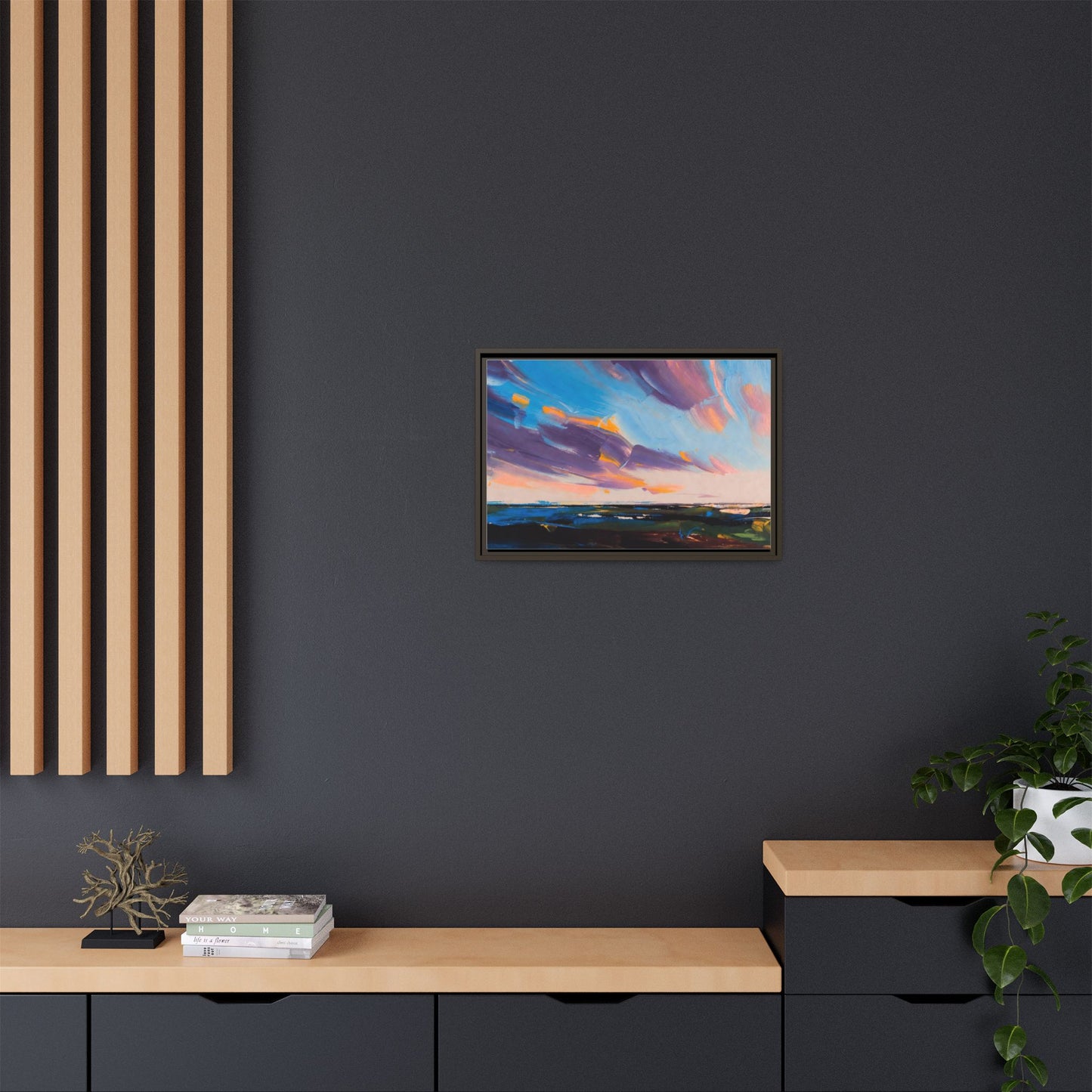 Framed Matte Canvas Abstract Seascape Sunset Art Print