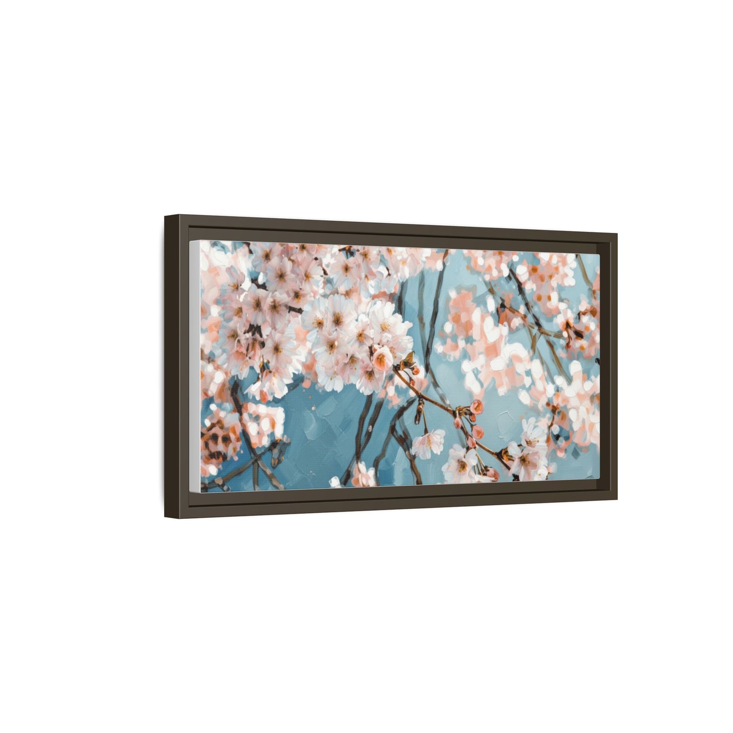 Framed Cherry Blossom Matte Canvas Print — Soft Pink Floral Wall Art