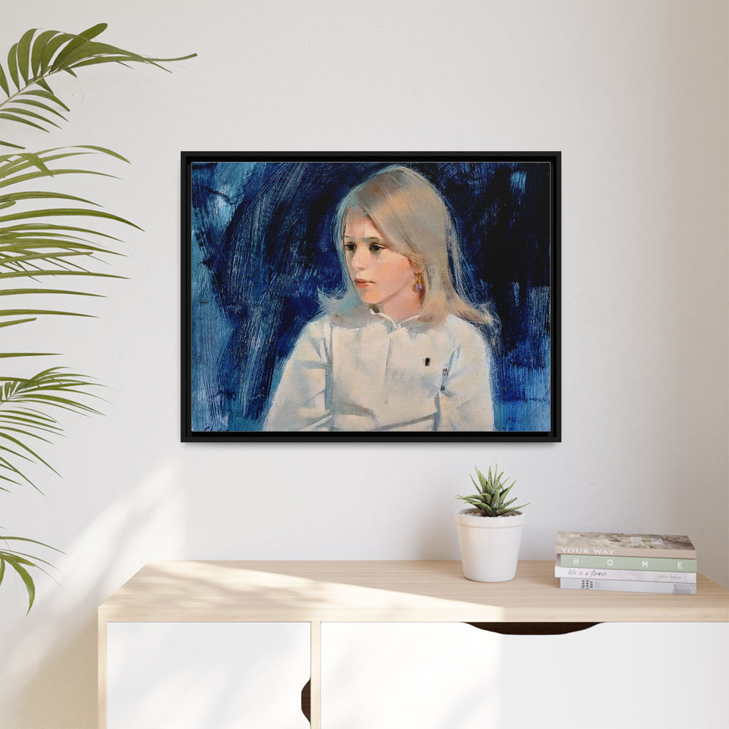Painting of girl by Unknown Artist Framed Matte Canvas Classic Wall Art