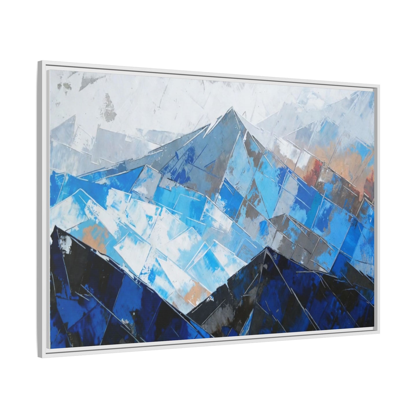 Framed Matte Canvas Blue Mountain Abstract Wall Art