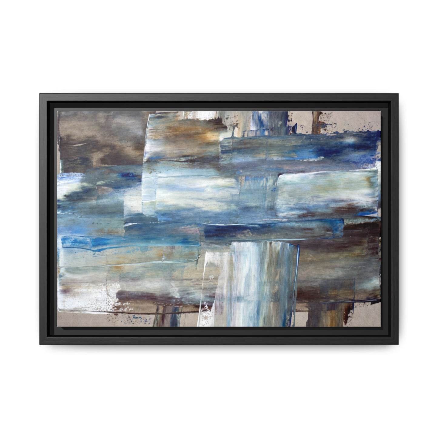 Abstract Blue Coastal Matte Canvas Framed Wall Art