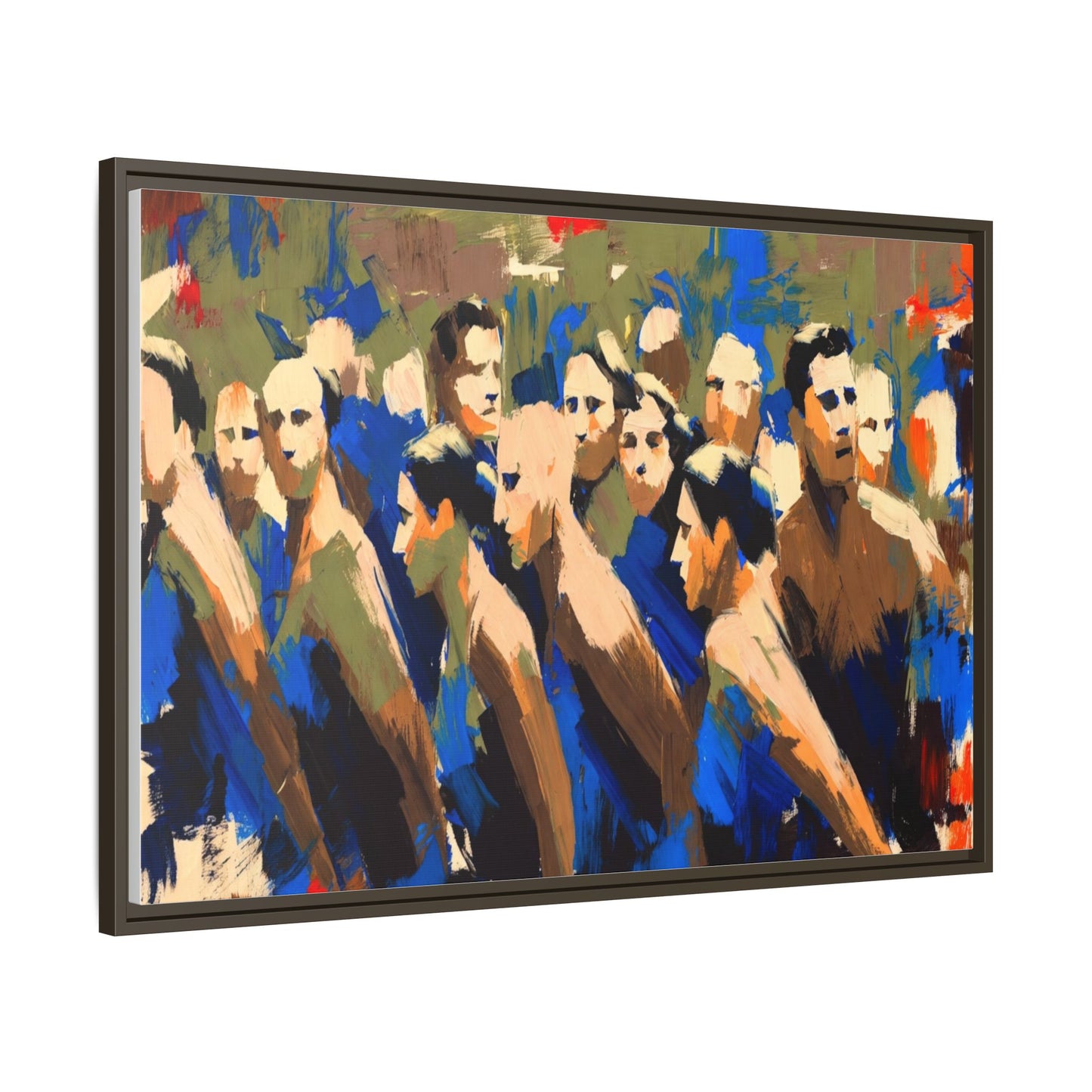 Abstract Crowd Matte Canvas Print — Framed Multi-Color Wall Art