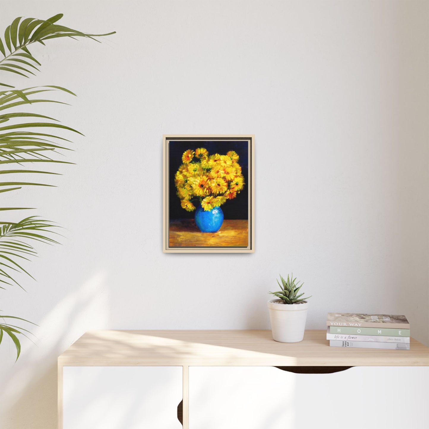 Yellow Daisy Bouquet Matte Canvas Framed Wall Art