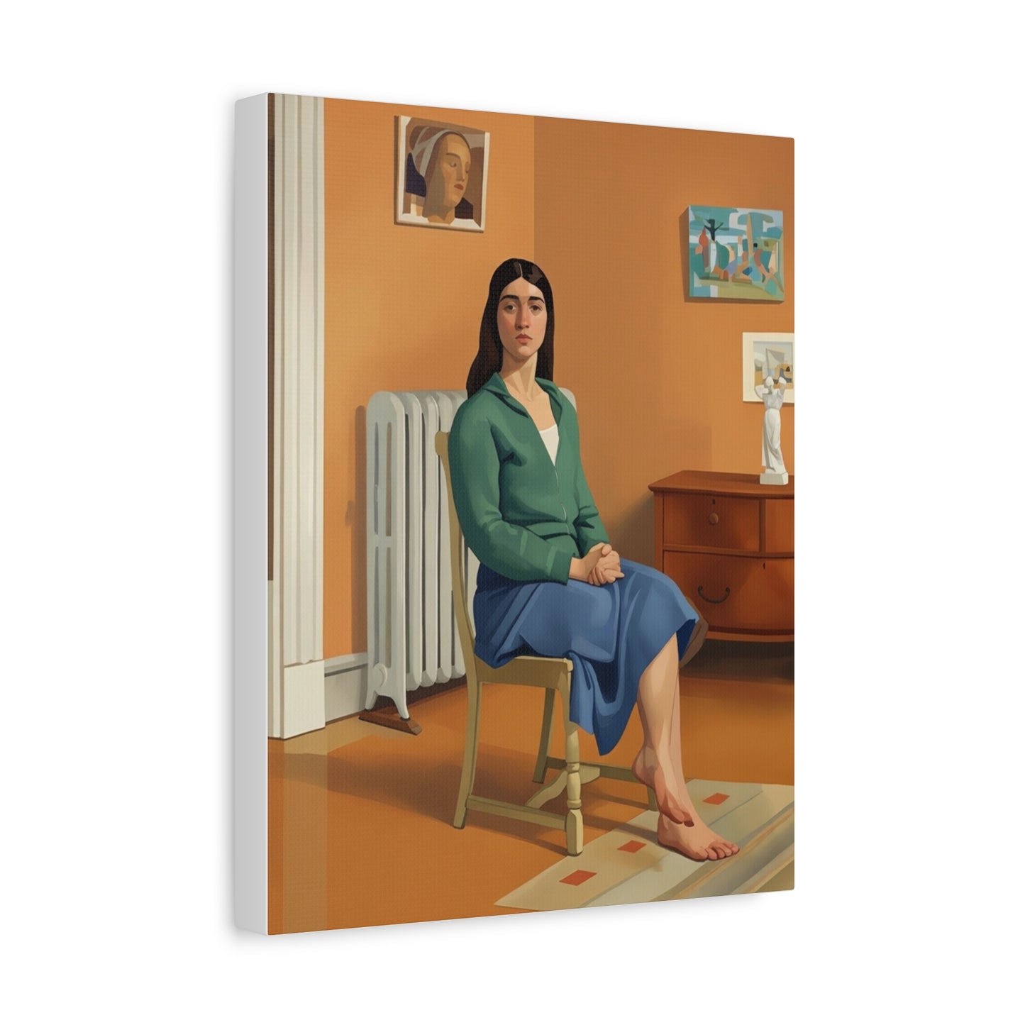 Portrait Canvas Print — Seated Woman Matte Stretched Wall Art