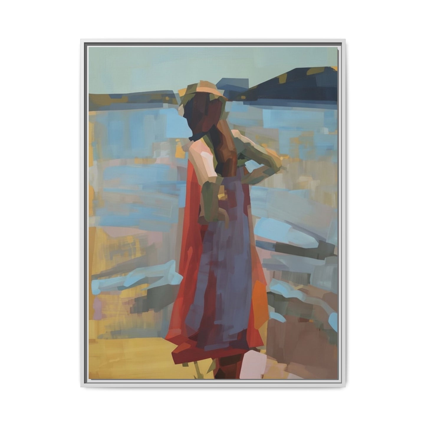 Framed Matte Canvas Print — Coastal Woman Abstract Art