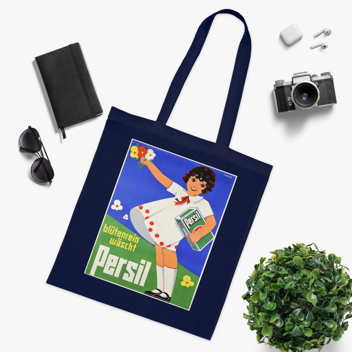 Persil Vintage Ad Tote Bag — Retro Flower Girl Laundry Graphic Cotton Tote
