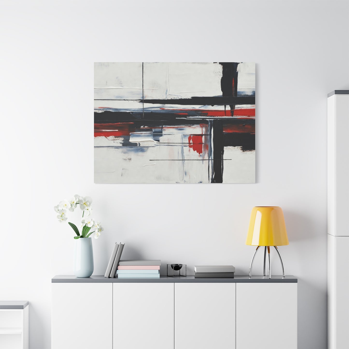 Abstract Red & Black Modern Canvas Art — Matte Stretched 1.25"
