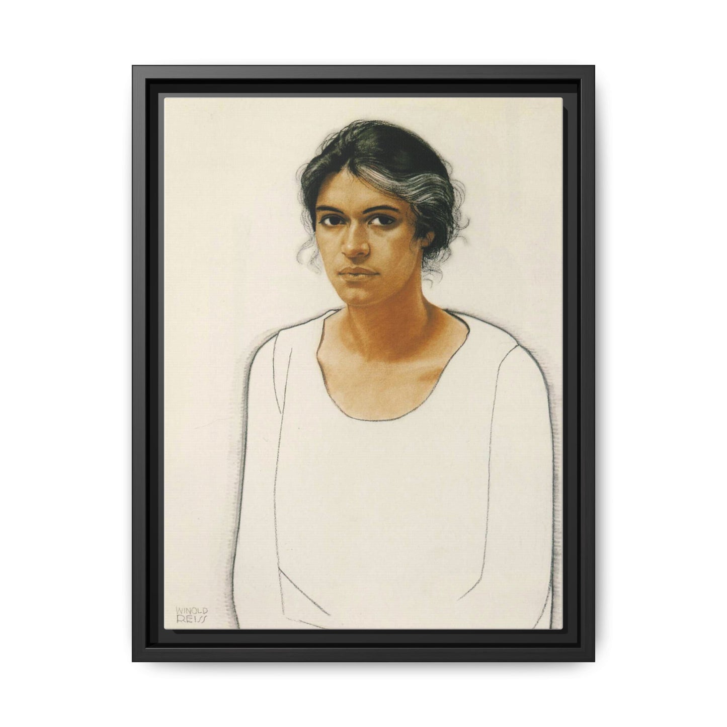 Portrait of a Woman by Winold Reiss Framed Matte Canvas Portrait Print